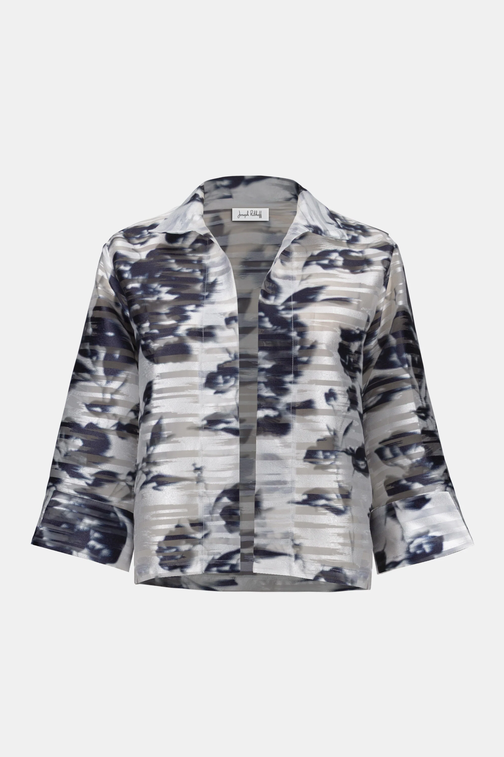 Joseph Ribkoff Floral Print Trapeze Jacket With Stand Collar Style 261291 - Image 5