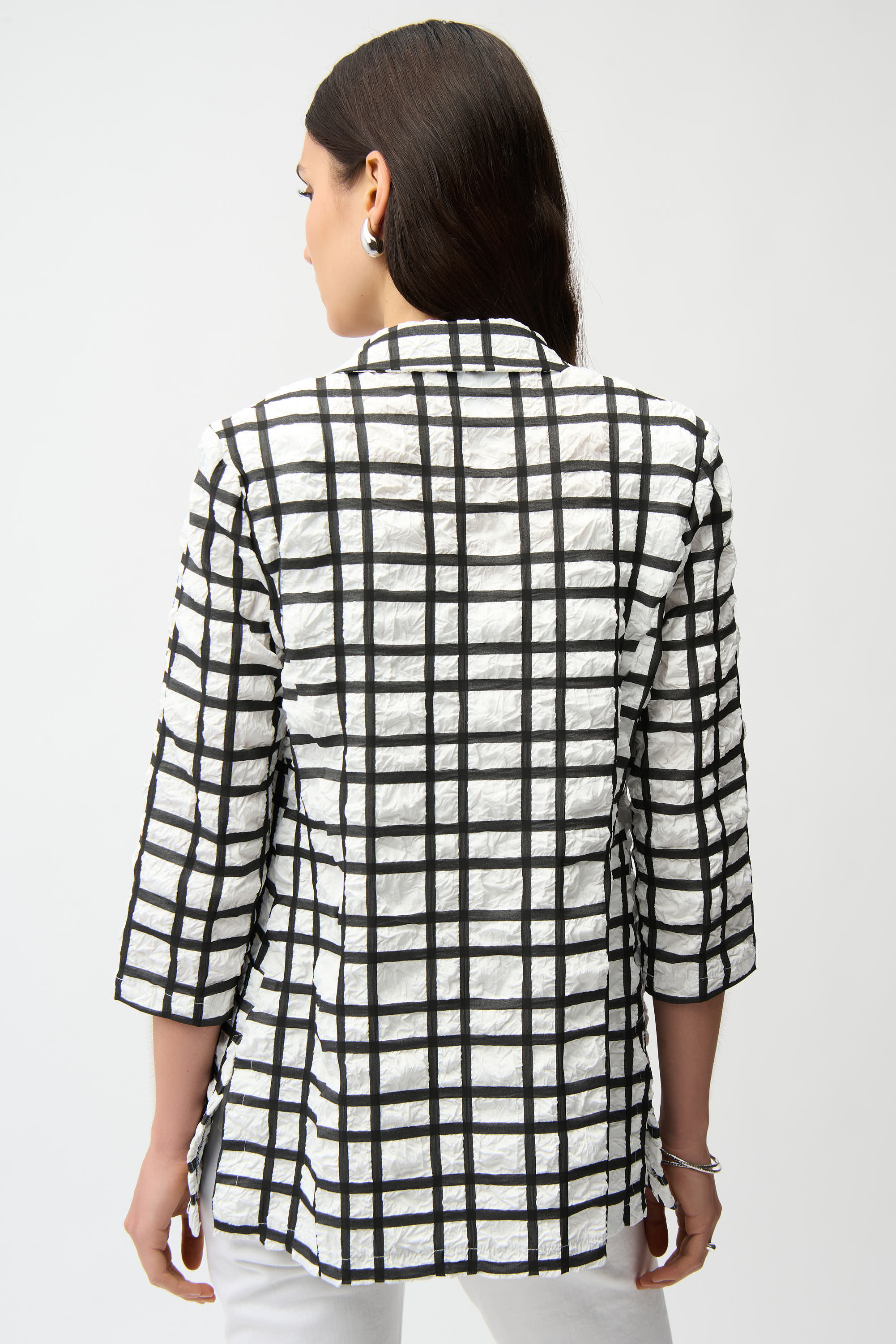 Joseph Ribkoff Plaid Boxy Blazer With Notched Collar Style 261268 - Image 4