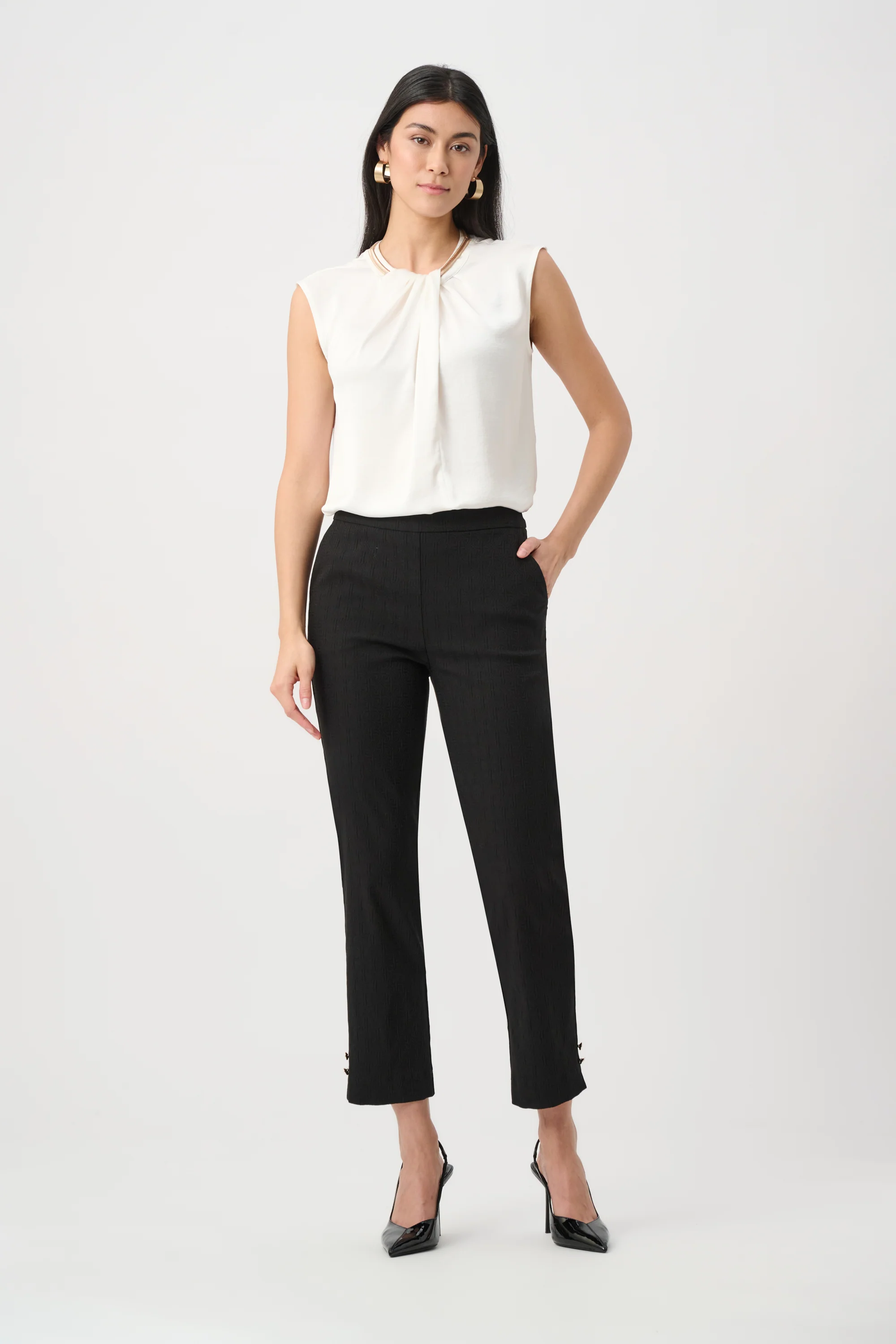 Joseph Ribkoff Jacquard Slim Fit Pull-On Pants Style 263042 - Image 2