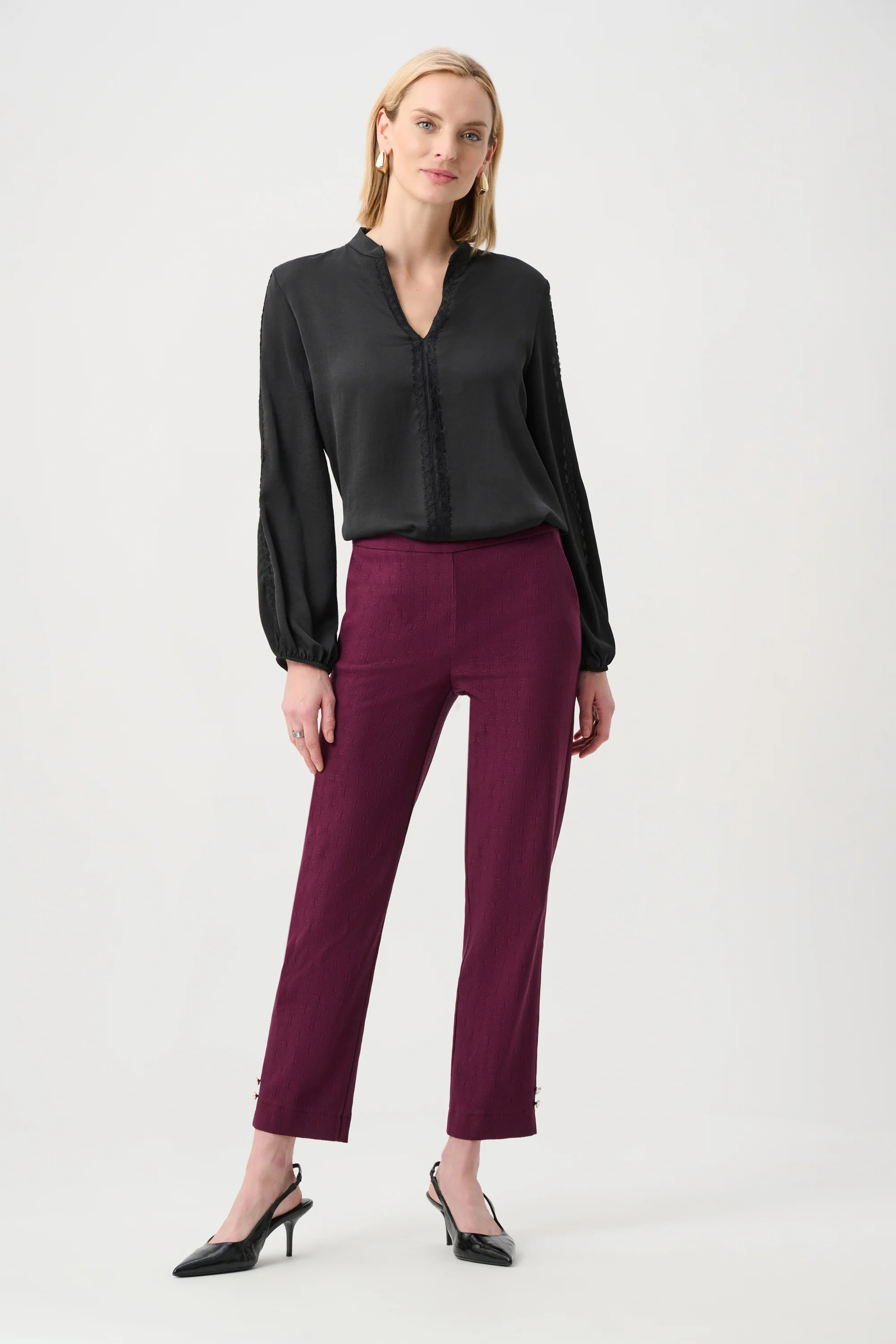 Joseph Ribkoff Jacquard Slim Fit Pull-On Pants Style 263042 - Image 6
