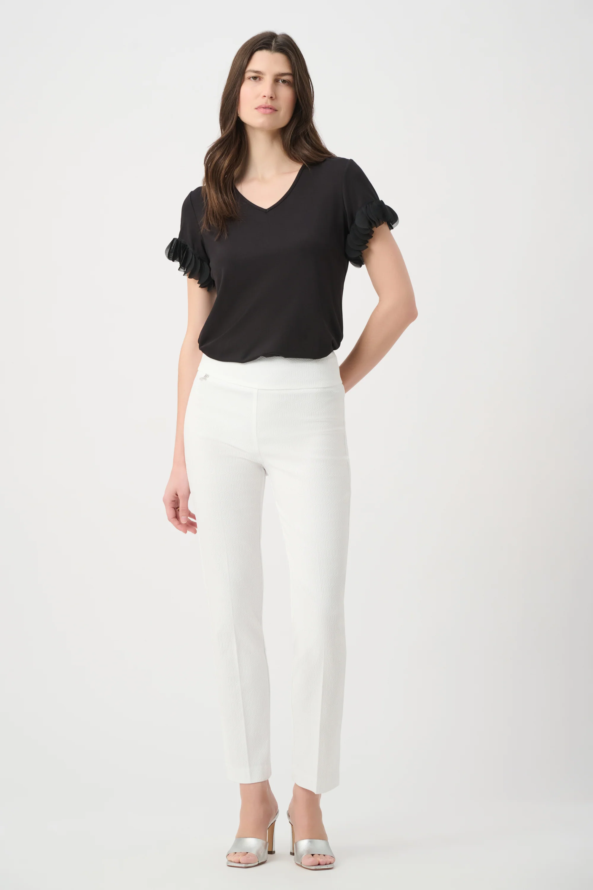 Joseph Ribkoff Jacquard Straight Pull-On Pants Style 261148 - Image 2
