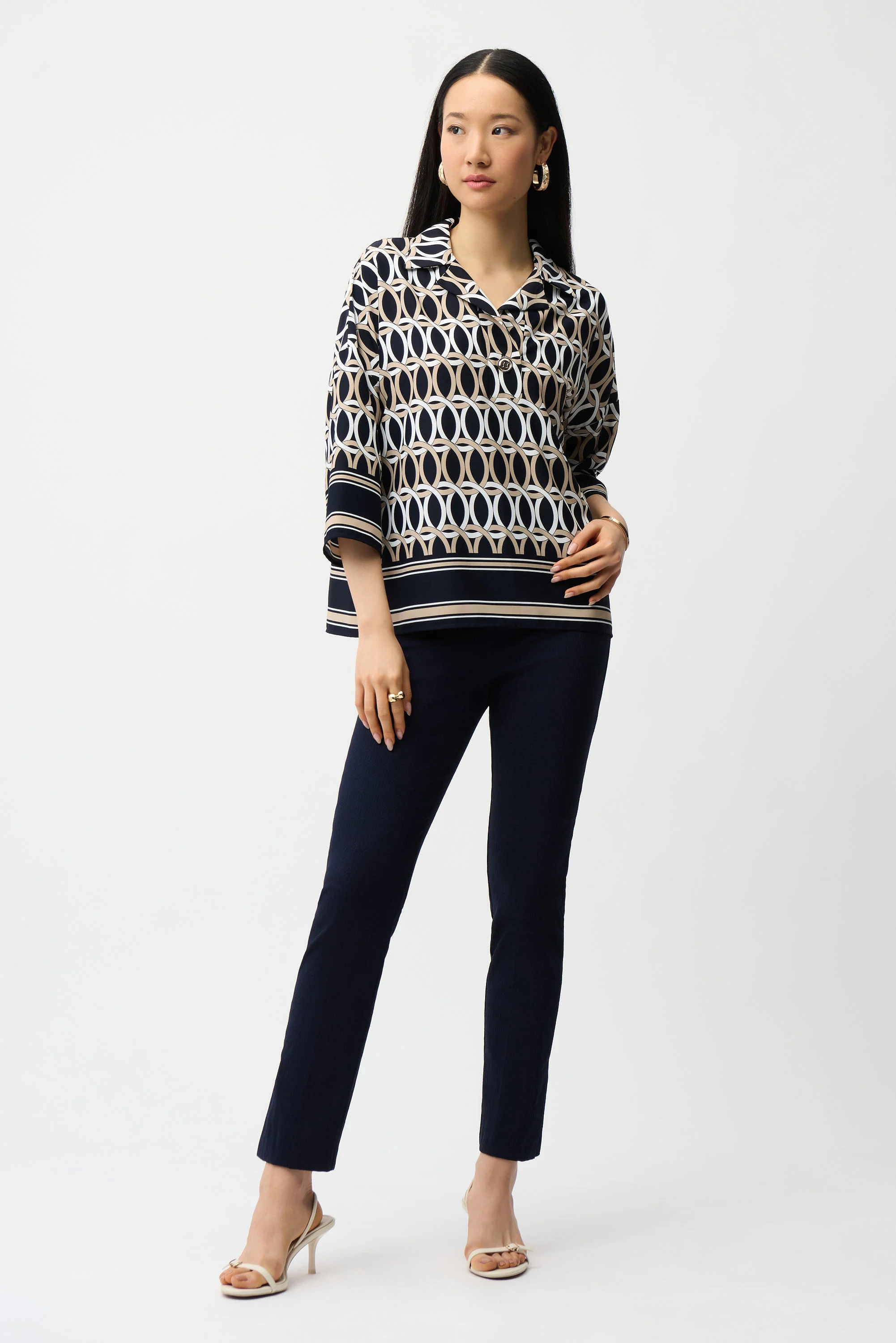 Joseph Ribkoff Jacquard Straight Pull-On Pants Style 261148 - Image 5