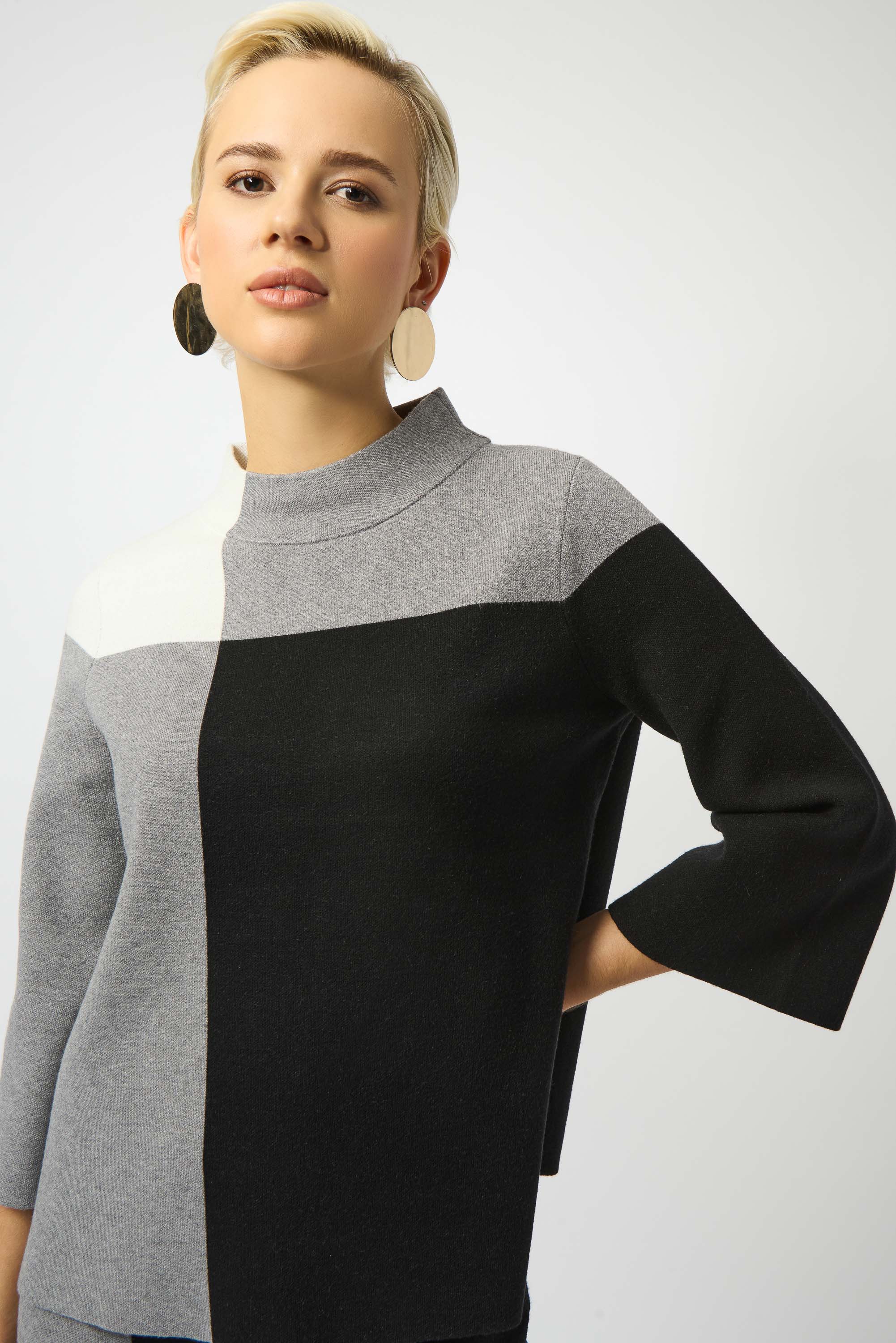 Joseph Ribkoff Jacquard Sweater Colour Block Pullover Style 253907