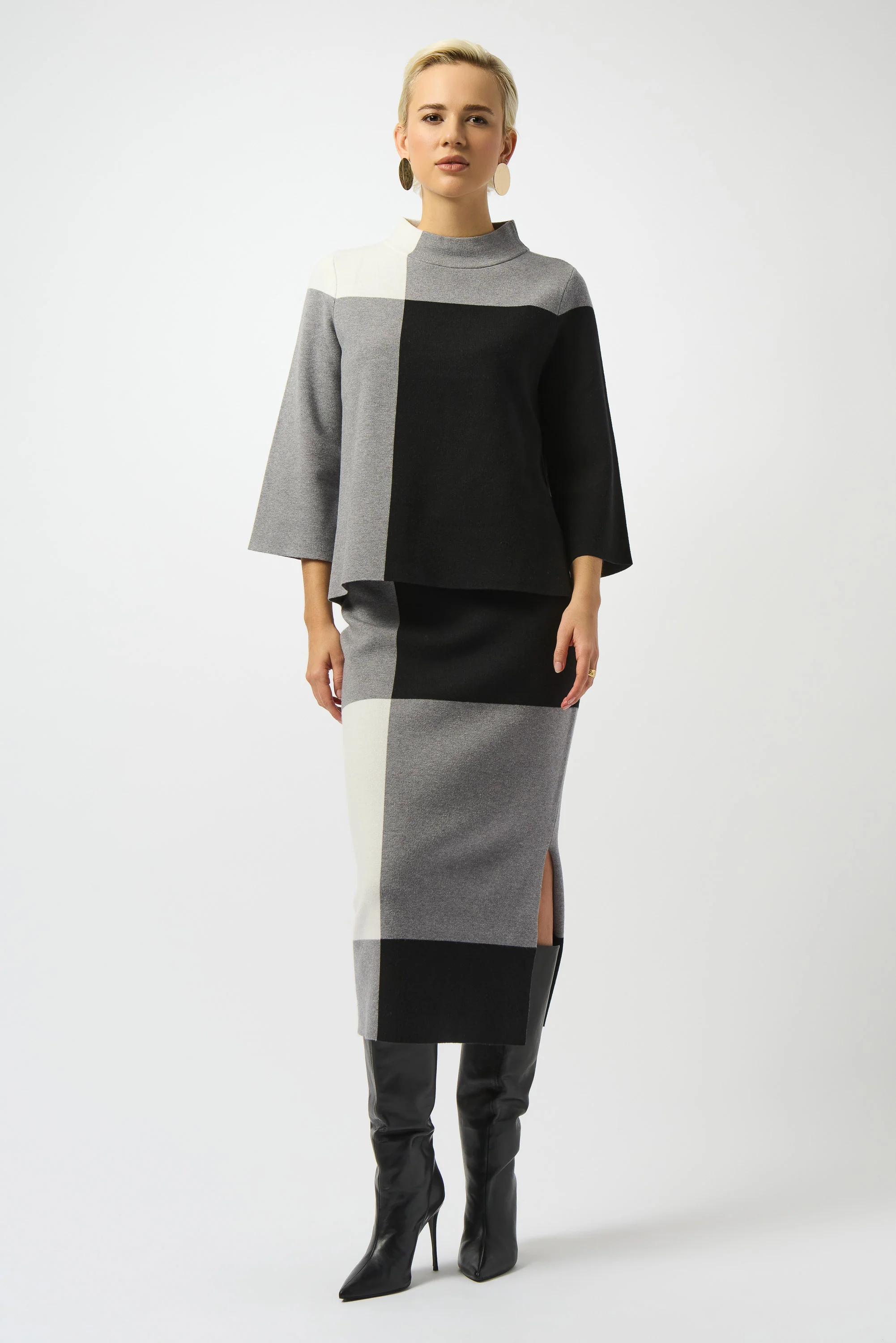 Joseph Ribkoff Jacquard Sweater Colour Block Pullover Style 253907 - Image 2