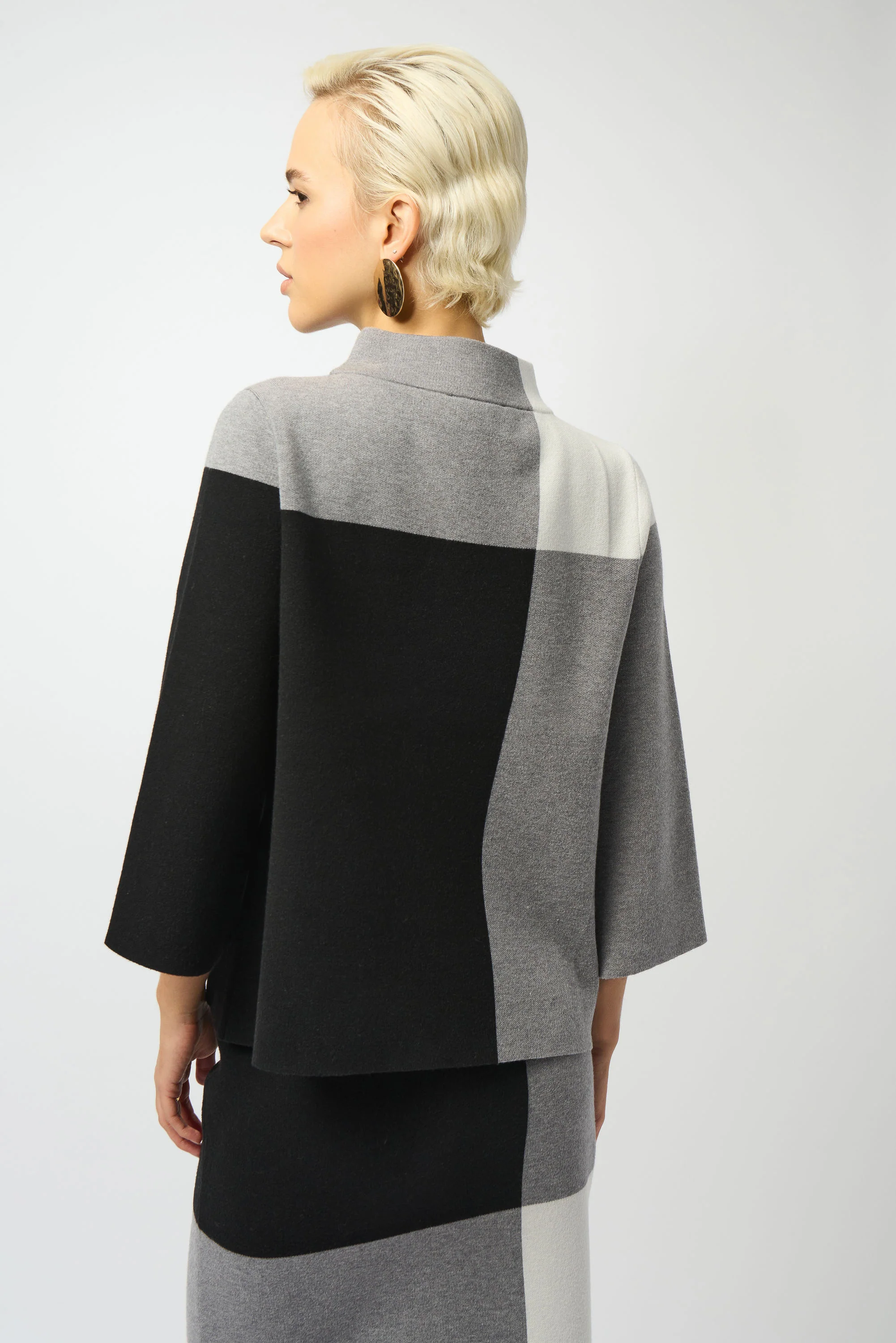 Joseph Ribkoff Jacquard Sweater Colour Block Pullover Style 253907 - Image 3