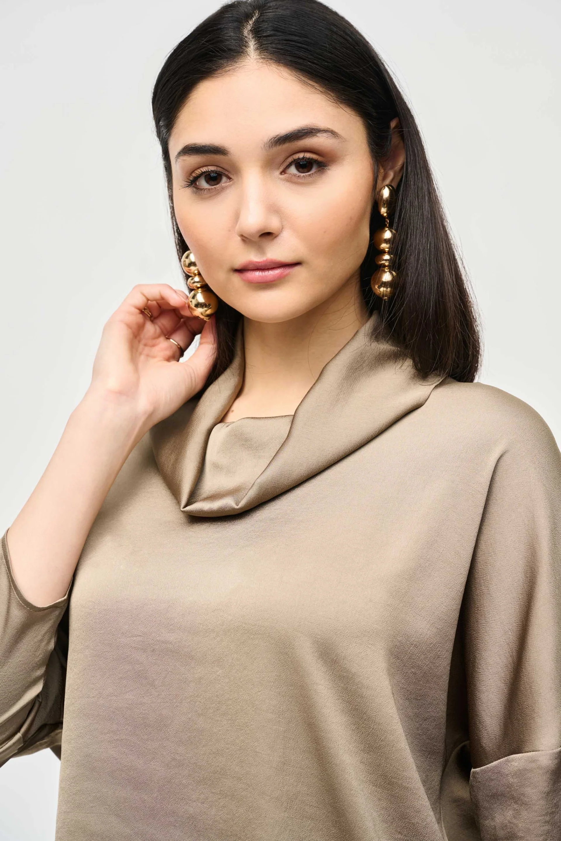 Joseph Ribkoff Java Satin Cowl Collar Top Style 243189 - Image 3
