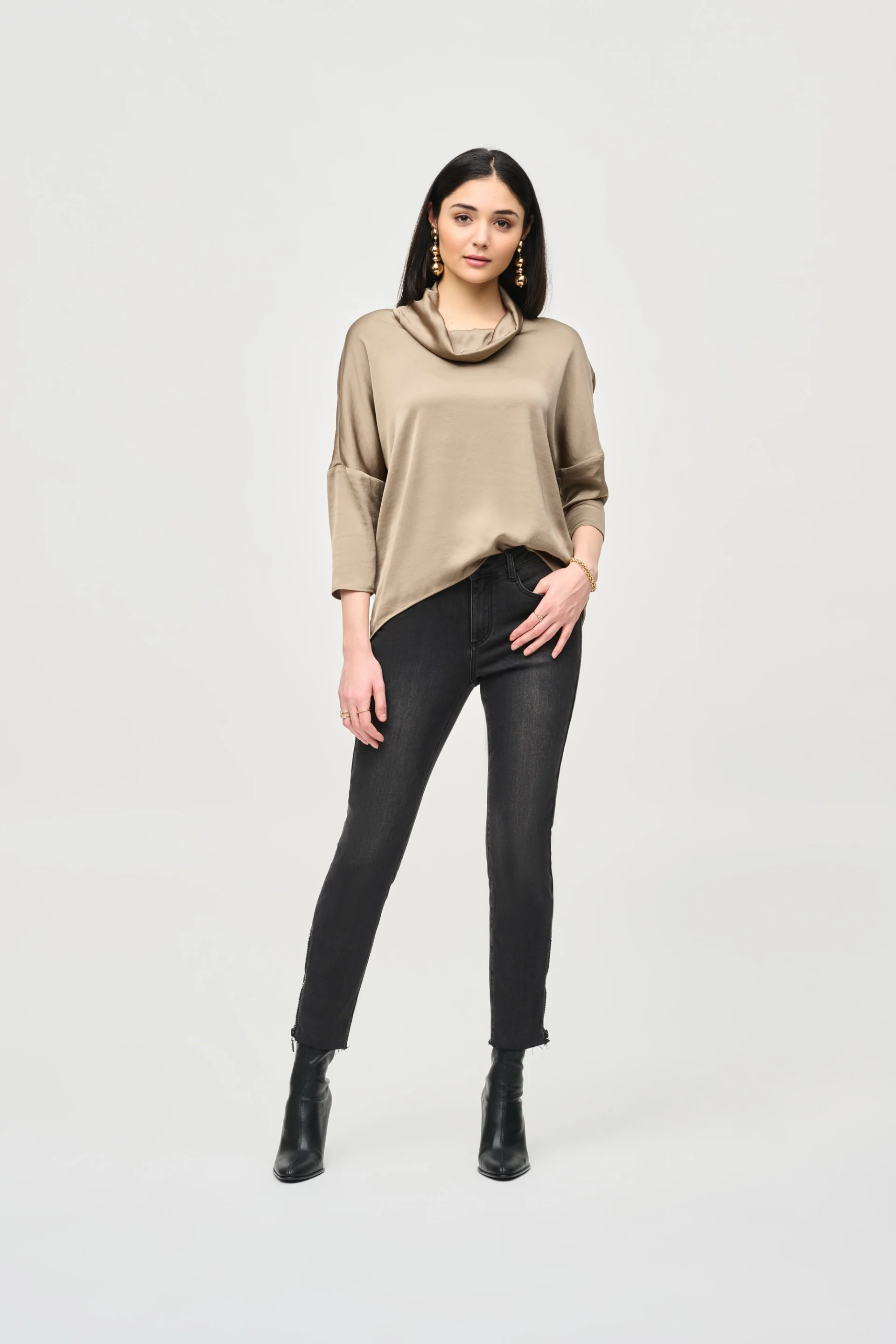 Joseph Ribkoff Java Satin Cowl Collar Top Style 243189 - Image 4