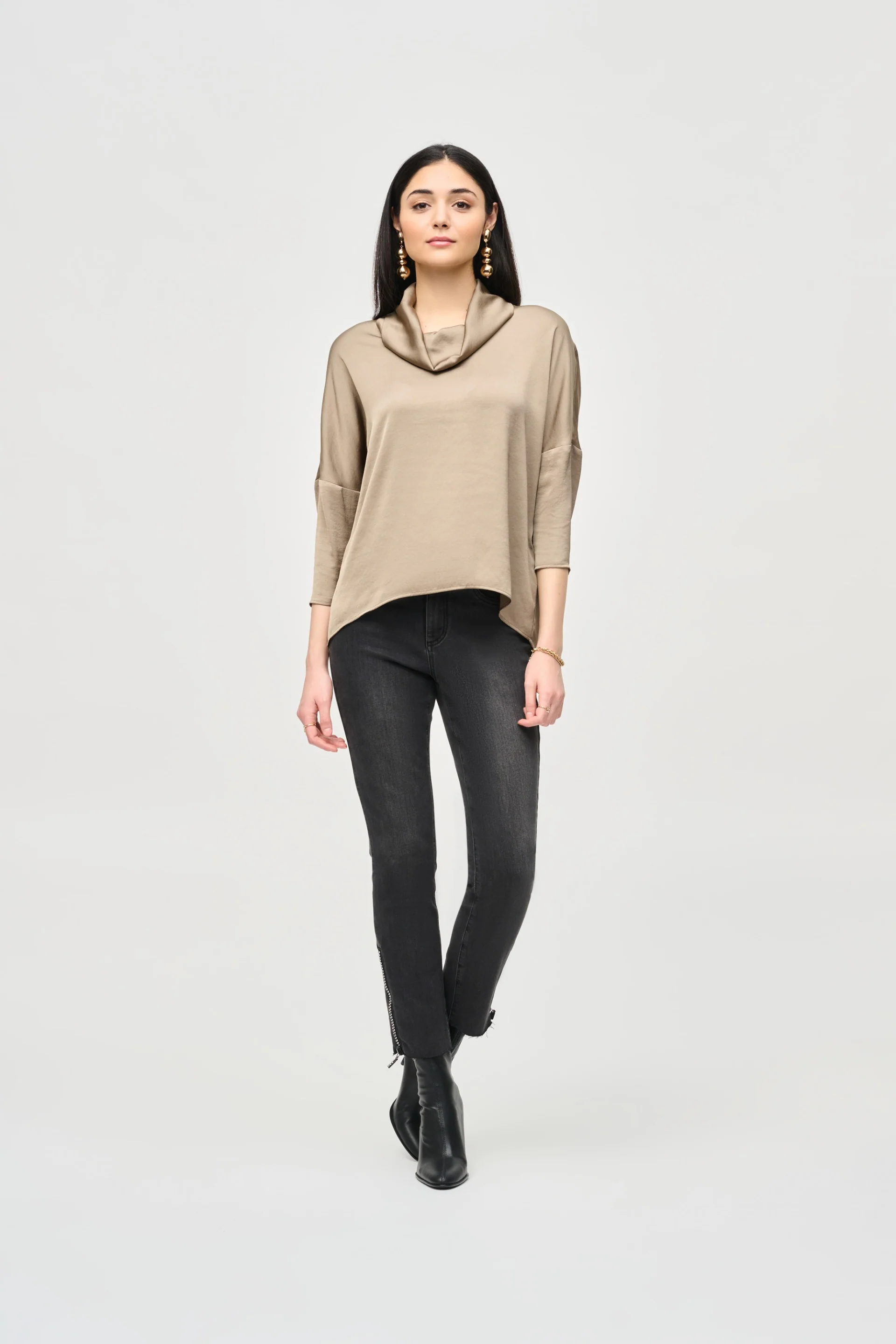 Joseph Ribkoff Java Satin Cowl Collar Top Style 243189 - Image 5