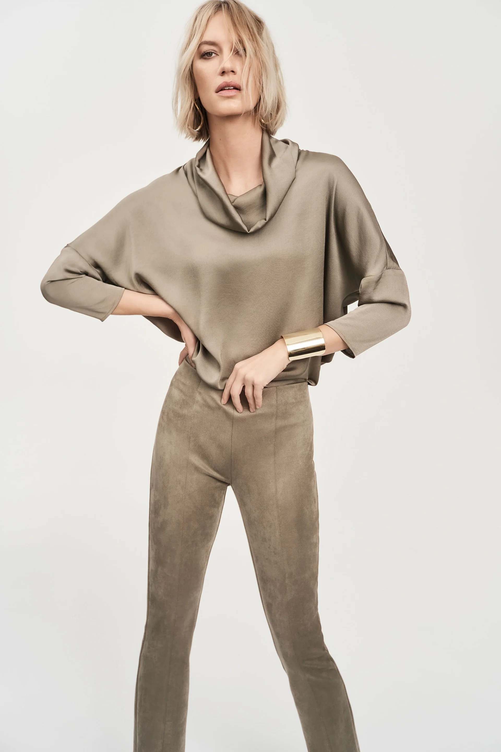Joseph Ribkoff Java Scuba Suede Flared Pants Style 243178 - Image 4