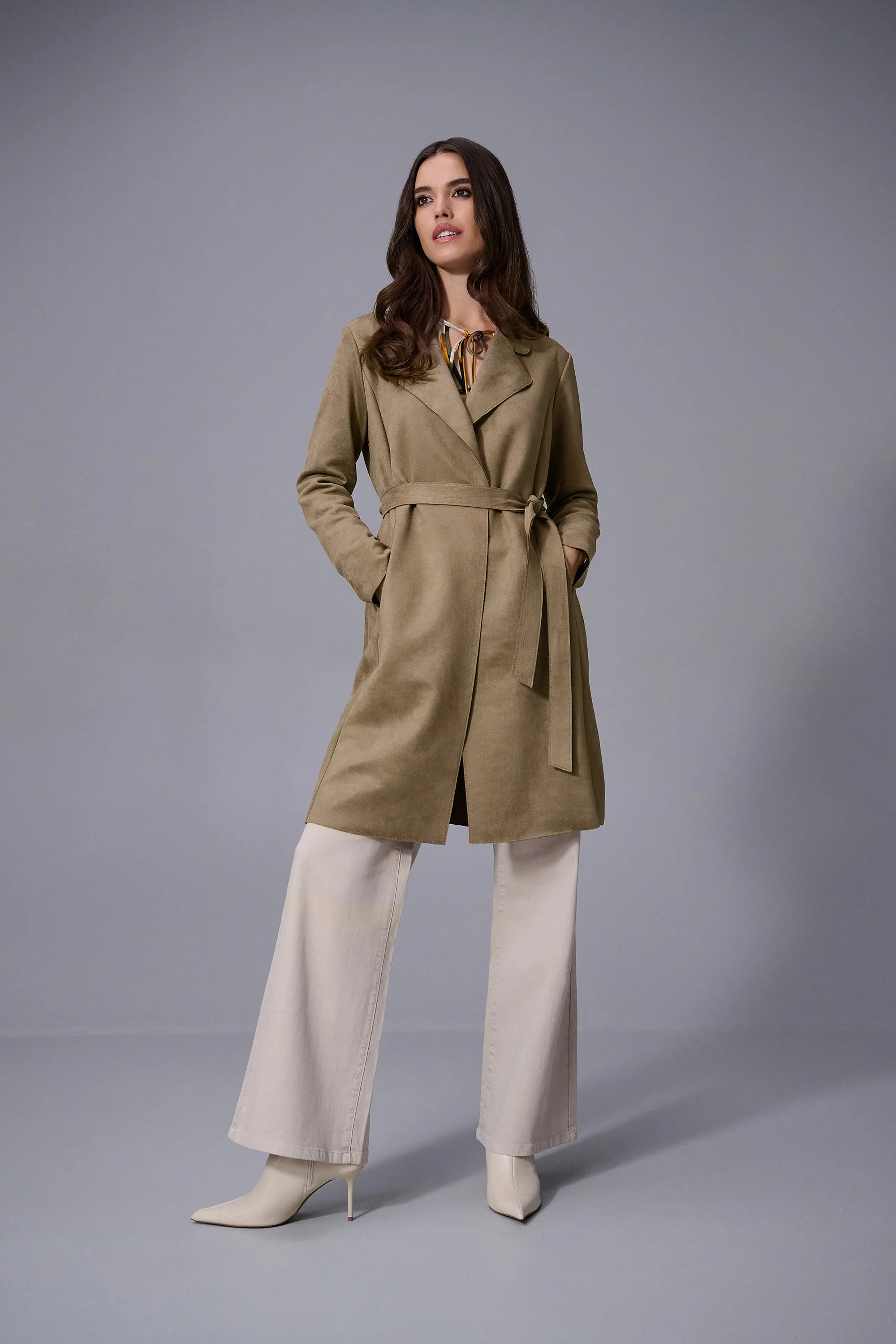 Joseph Ribkoff Java Scuba Suede Straight Coat Style 253252 - Image 2