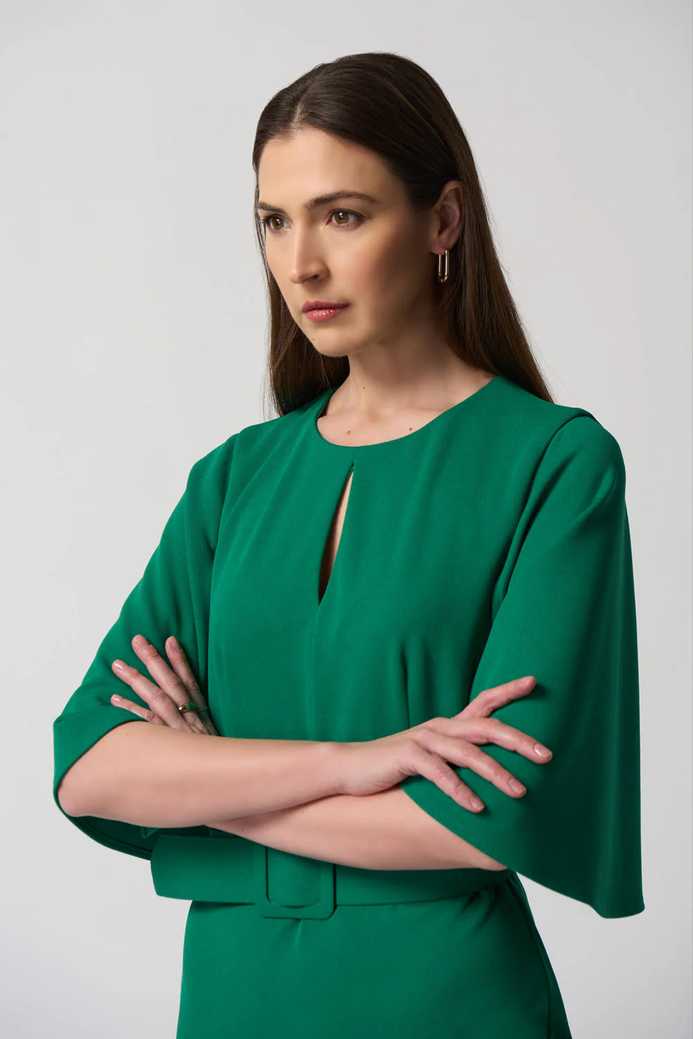 Joseph Ribkoff Kelly Green Butterfly Sleeve Sheath Dress Style 233094 - Image 3