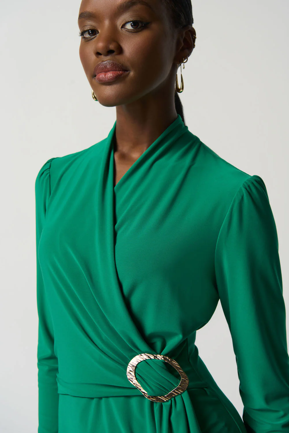 Joseph Ribkoff Kelly Green Long Sleeve Wrap Dress Style 233119 - Image 2