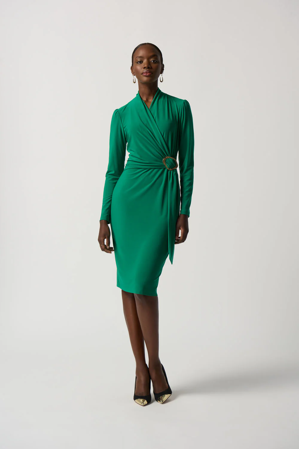 Joseph Ribkoff Kelly Green Long Sleeve Wrap Dress Style 233119 - Image 3