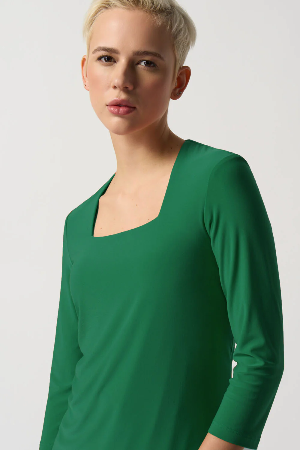 Joseph Ribkoff Kelly Green Square Neck Top Style 233185 - Image 2