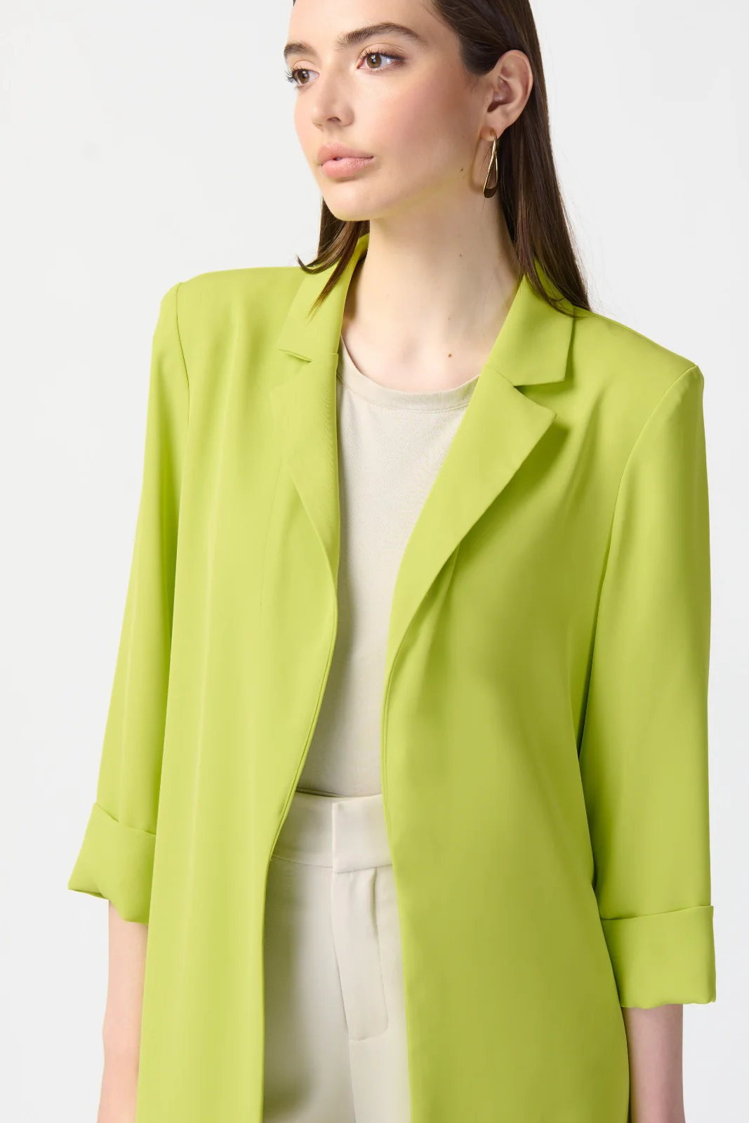 Joseph Ribkoff Key Lime Classic Long Blazer Style 211361 - Image 2