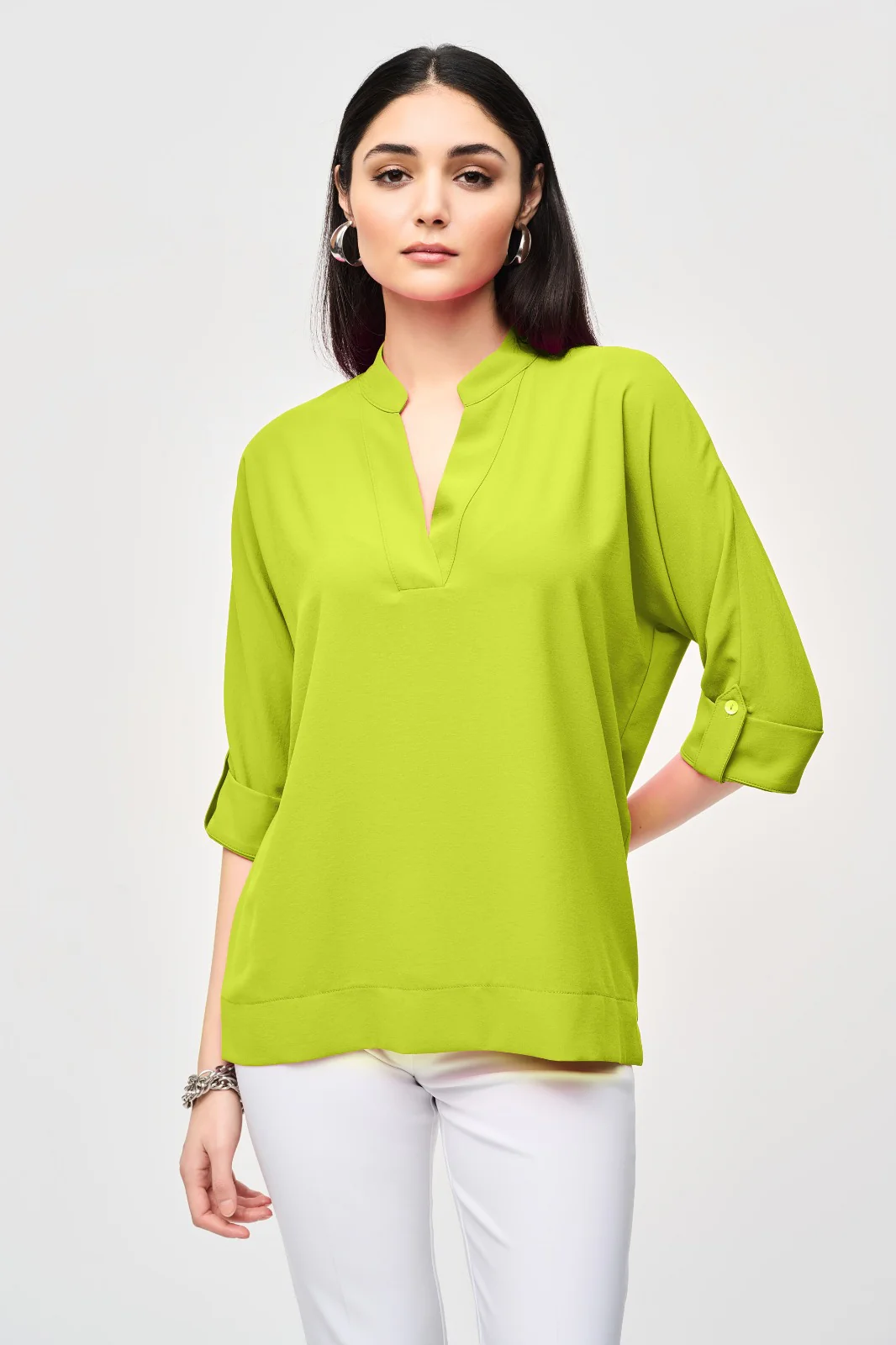 Joseph Ribkoff Key Lime Top with Dolman Sleeves Style 241039 - Image 2