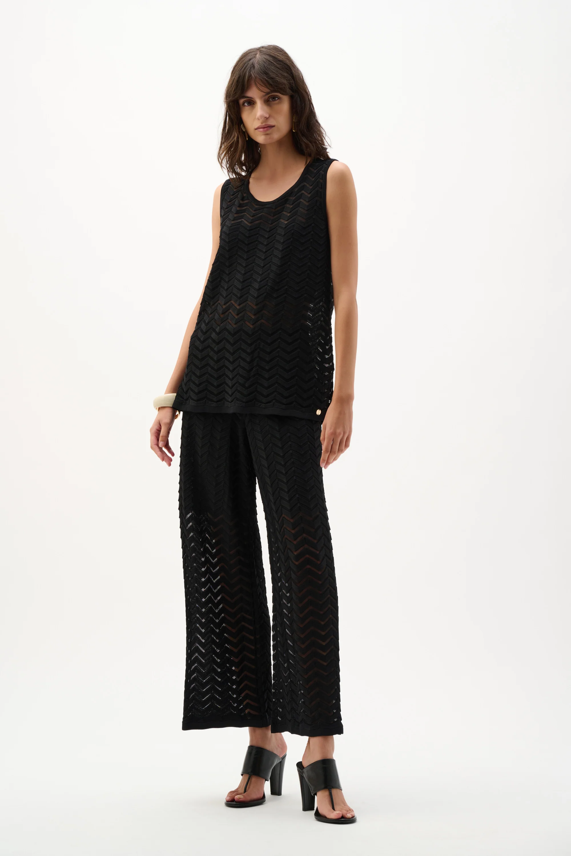 Joseph Ribkoff Knit Chevron Stitch Culotte Pants Style 262933 - Image 5