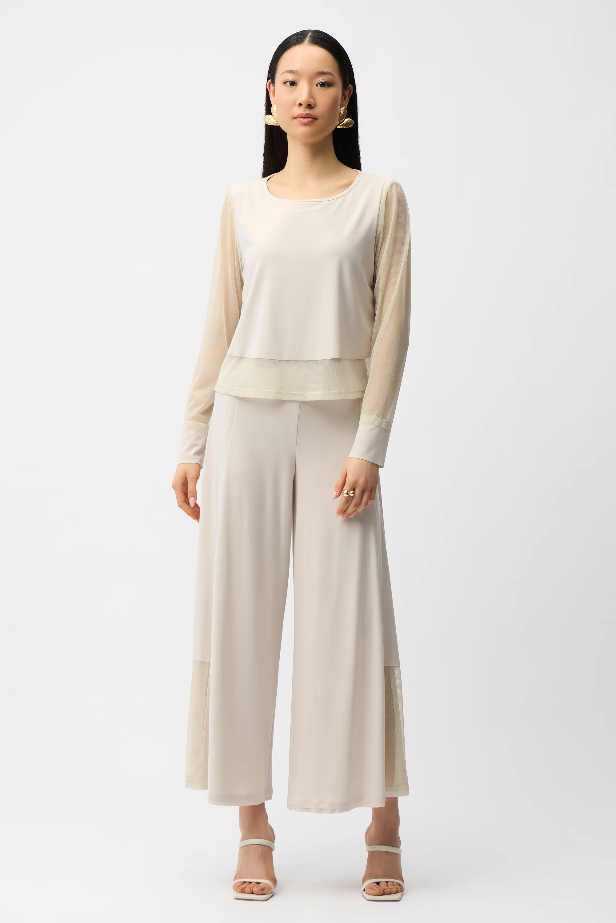 Joseph Ribkoff Top With Mesh Sleeves and Layered Lining Style 261278 - Image 4