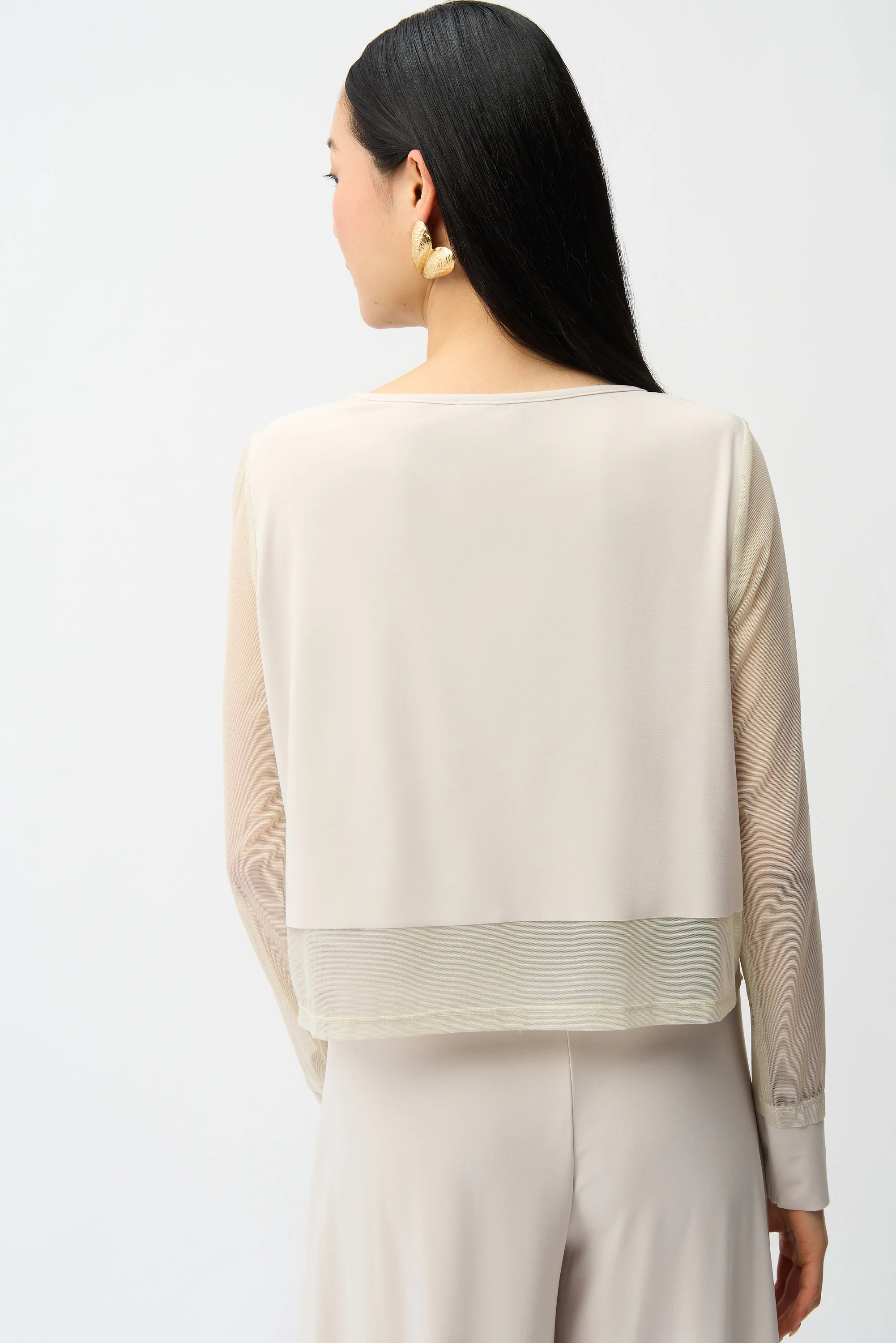Joseph Ribkoff Top With Mesh Sleeves and Layered Lining Style 261278 - Image 5