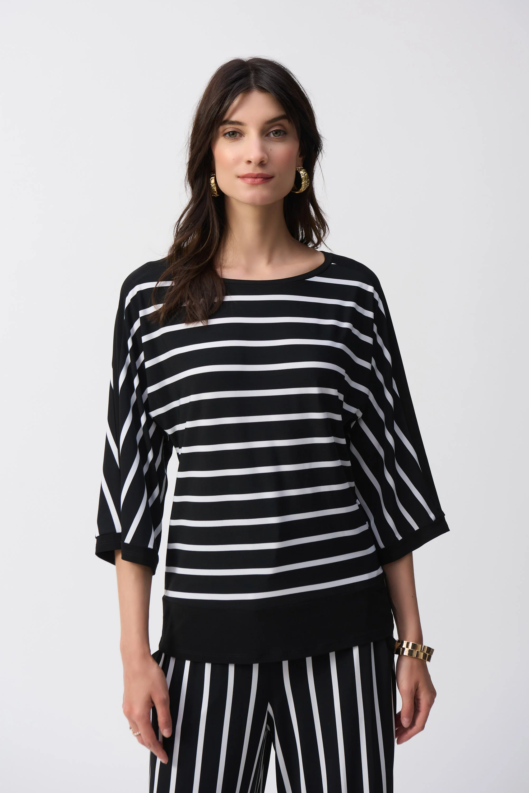 Joseph Ribkoff Knit Stripe Print Fitted Top Style 251190