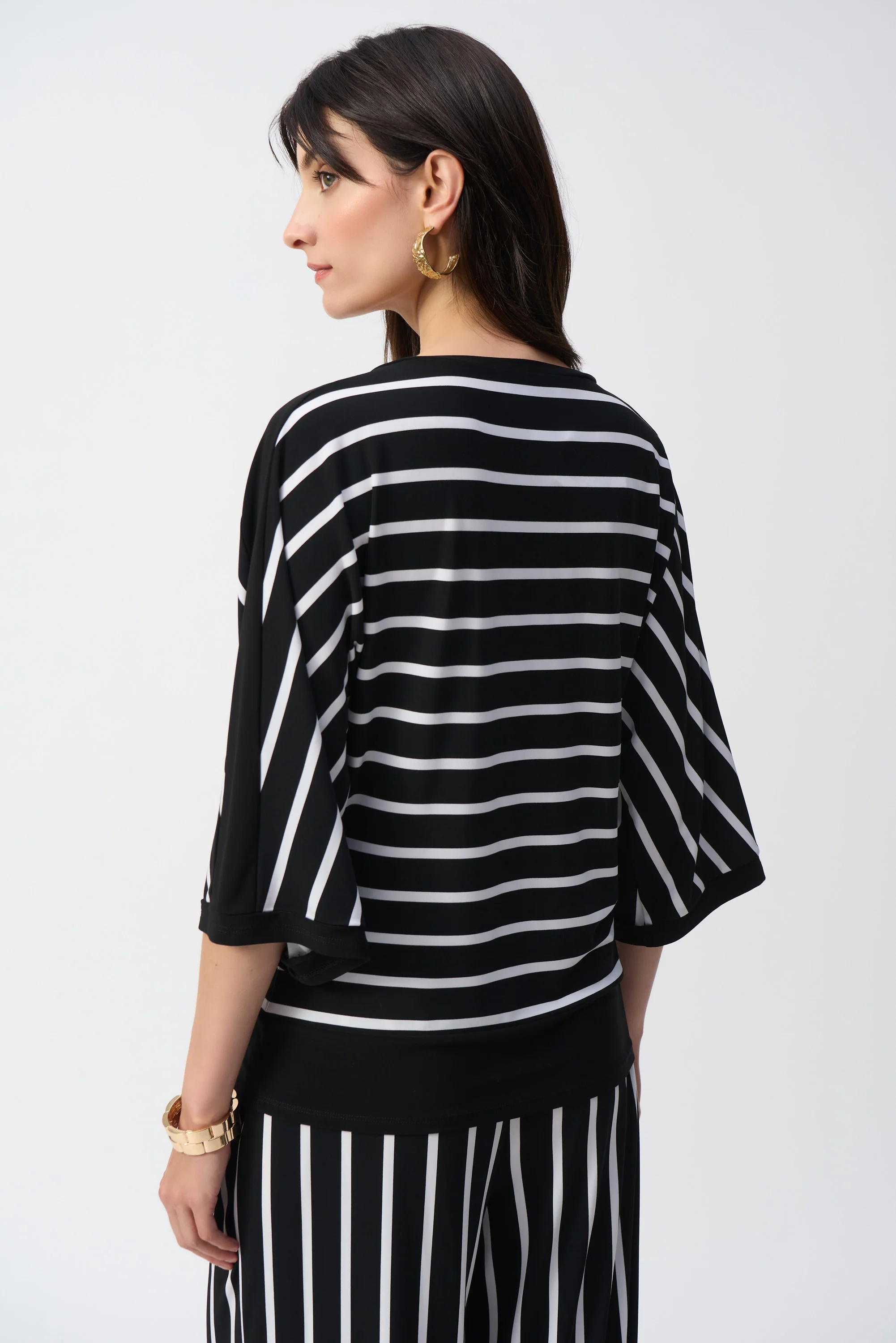 Joseph Ribkoff Knit Stripe Print Fitted Top Style 251190 - Image 5