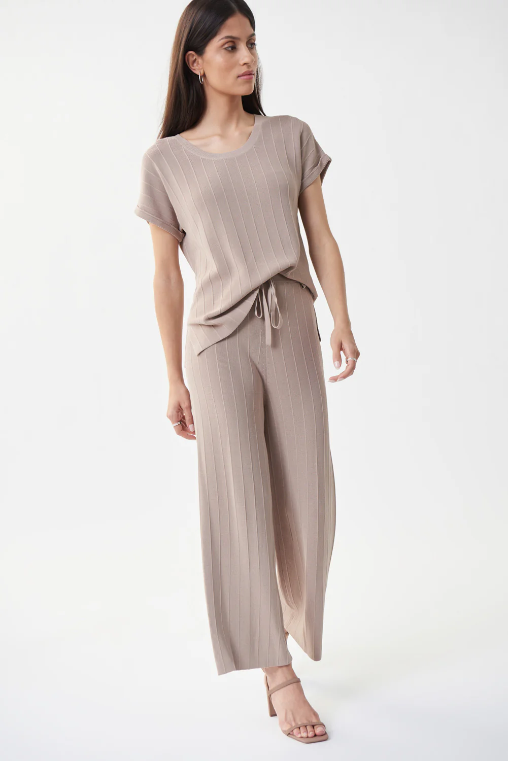 Joseph Ribkoff Knit Wide Leg Sand Pants Style 222905 - Image 2