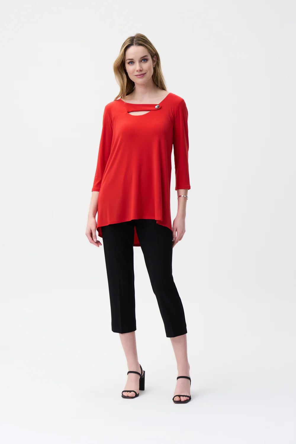 Joseph Ribkoff Lacquer Red Cut-Out Detail Top Style 221144
