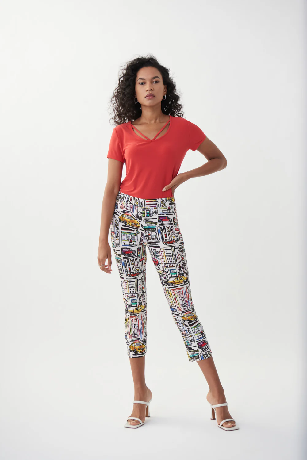 Joseph Ribkoff Lacquer Red Cut-Out Top Style 222136