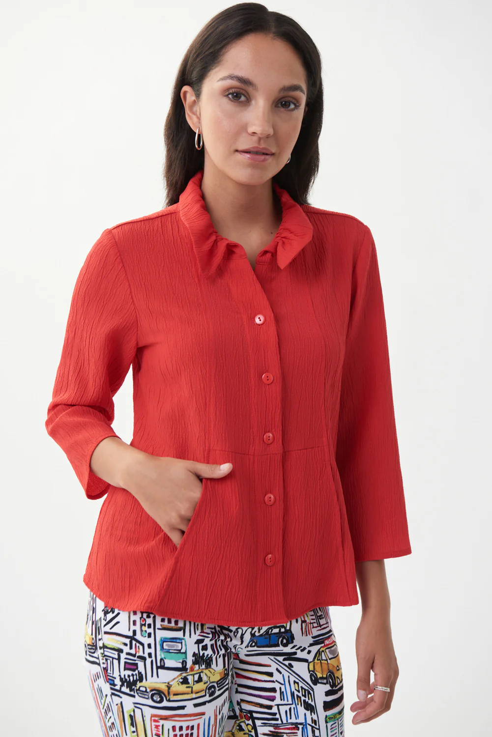 Joseph Ribkoff Lacquer Red Jacket Style 222026 - Image 2