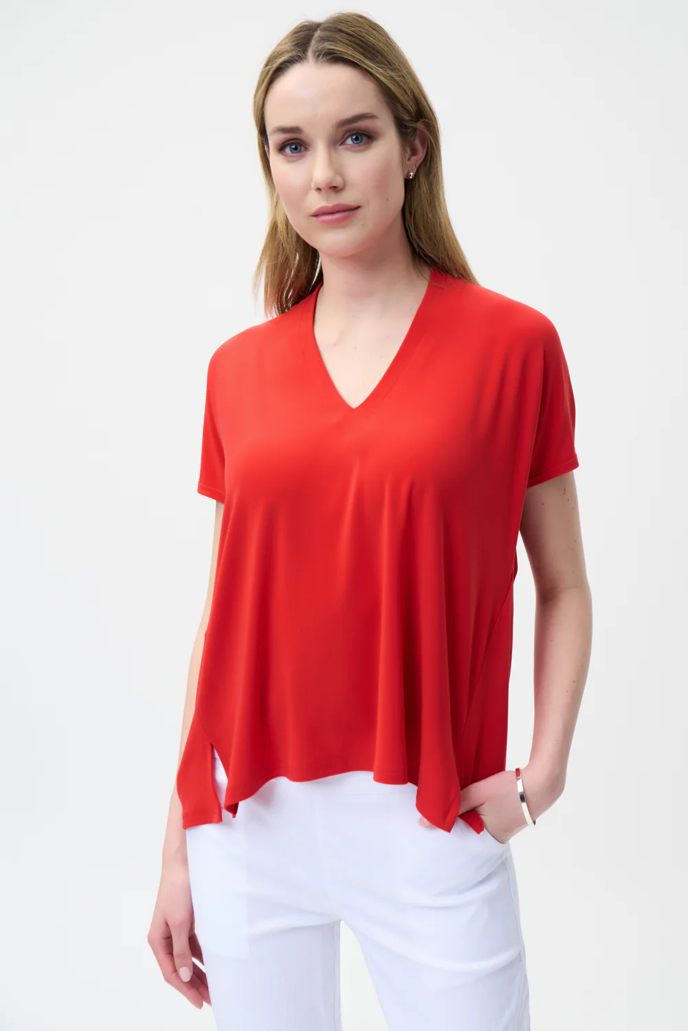 Joseph Ribkoff Lacquer Red Loose Fit Top Style 222077 - Image 2