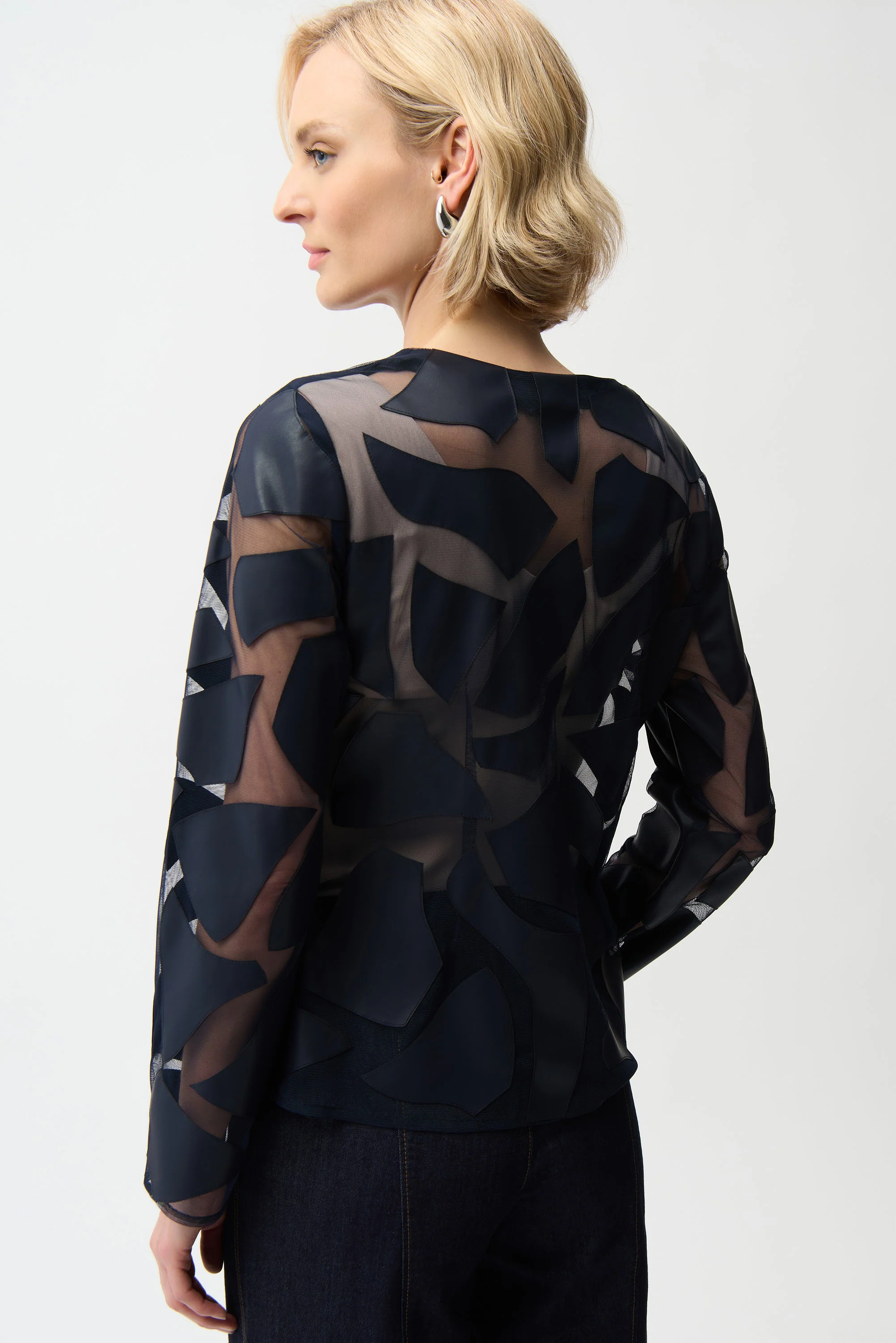 Joseph Ribkoff Laser Cut Leatherette Fitted Jacket Style 261906 - Image 4
