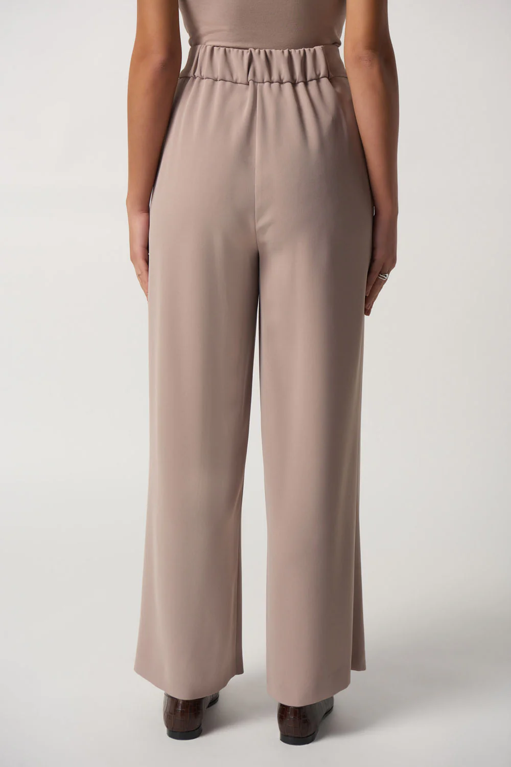 Joseph Ribkoff Latte Woven Wide-Leg Pants Style 233043 - Image 3