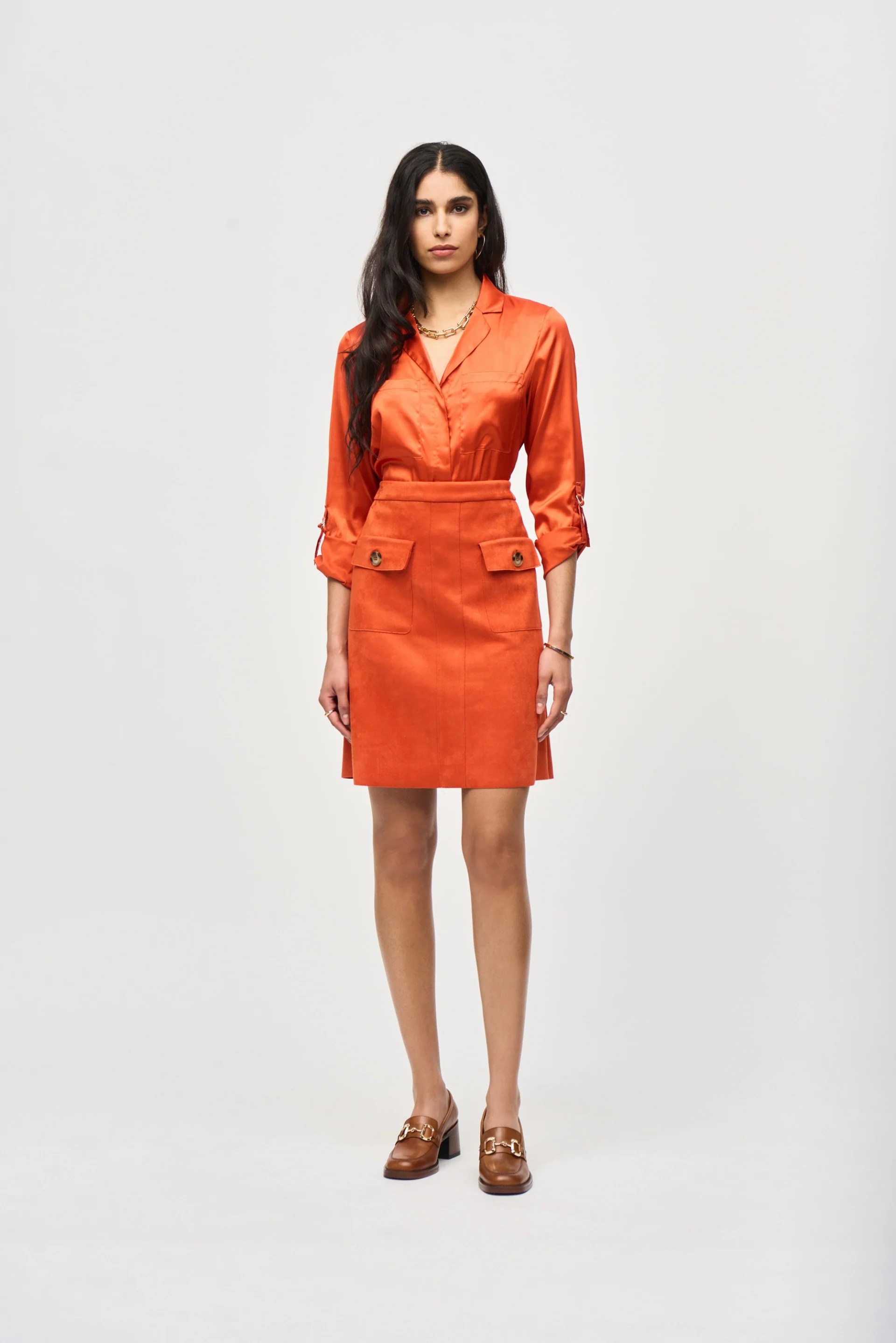 Joseph Ribkoff Lava A-Line Faux Suede Pull-On Skirt Style 243238 - Image 3
