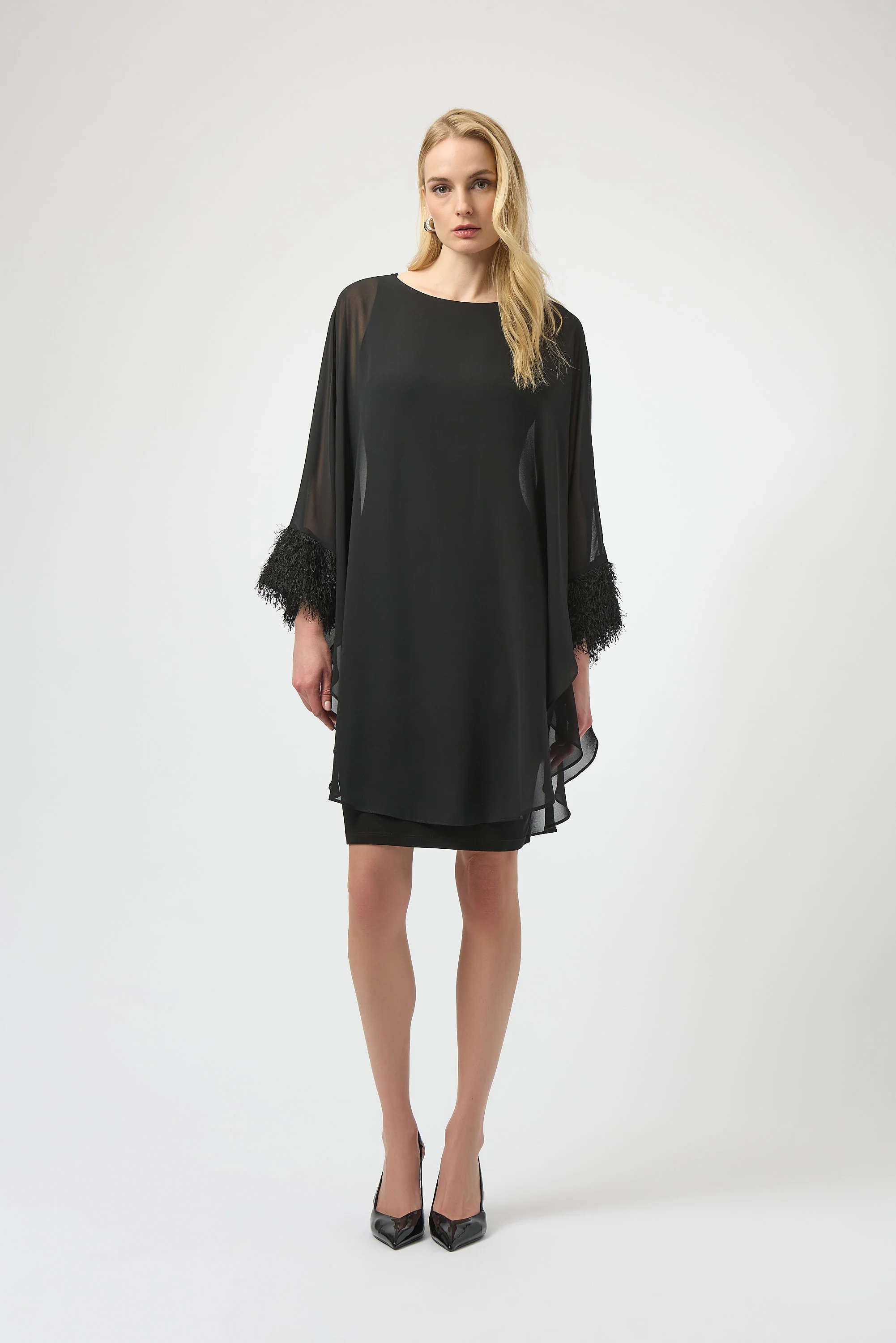 Joseph Ribkoff Layered Dress with Fringe Detail Style 254186