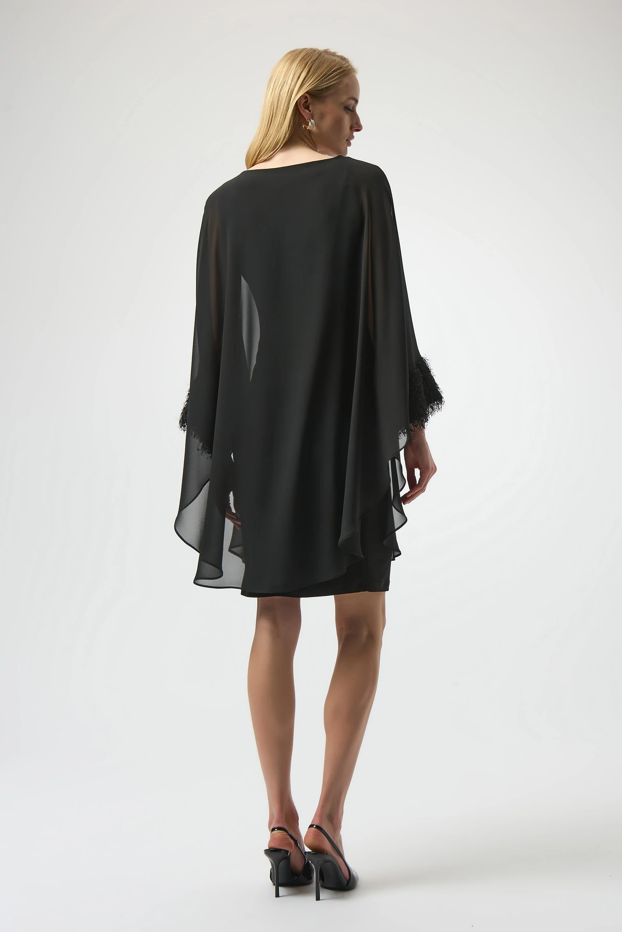 Joseph Ribkoff Layered Dress with Fringe Detail Style 254186 - Image 3