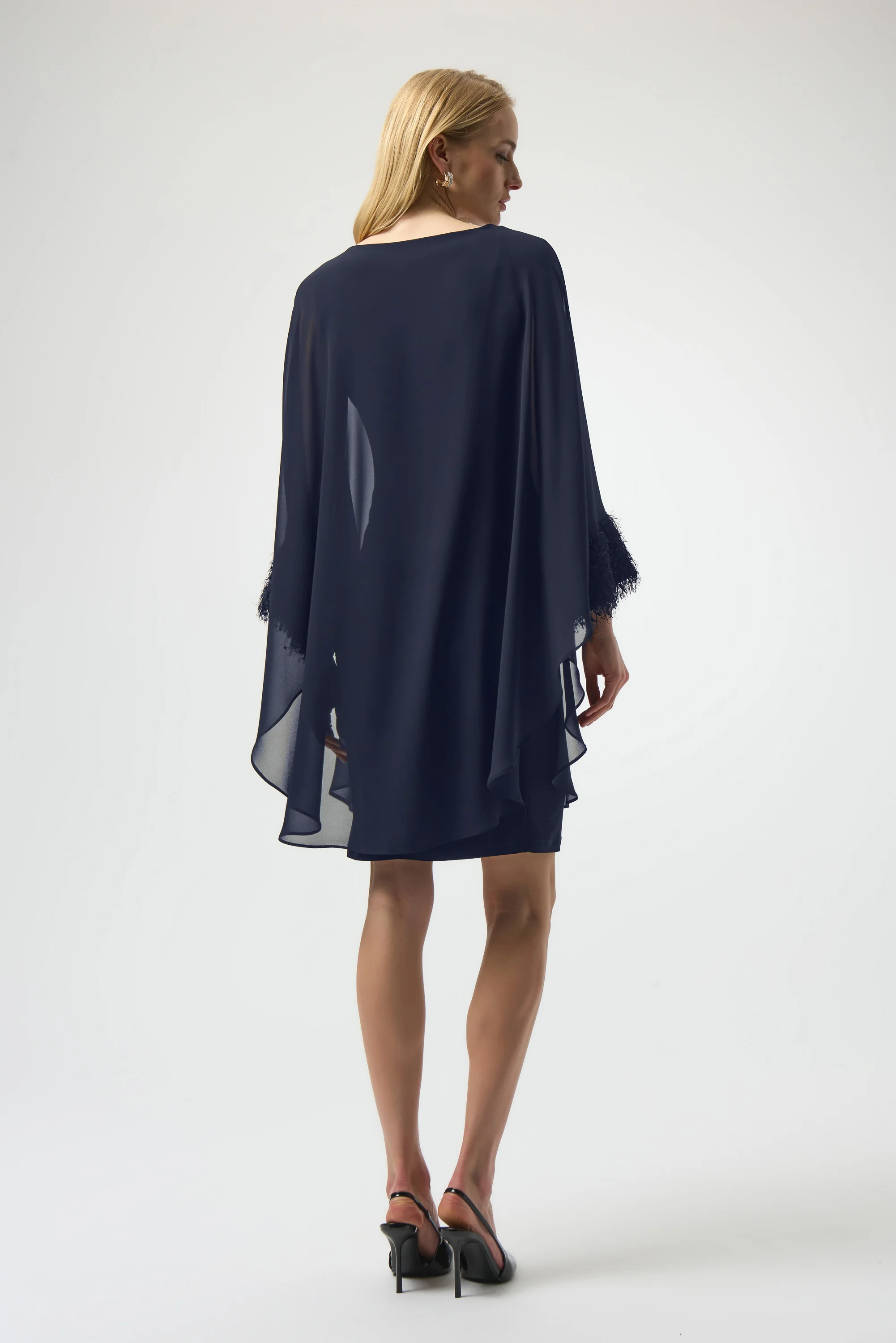 Joseph Ribkoff Layered Dress with Fringe Detail Style 254186 - Image 5