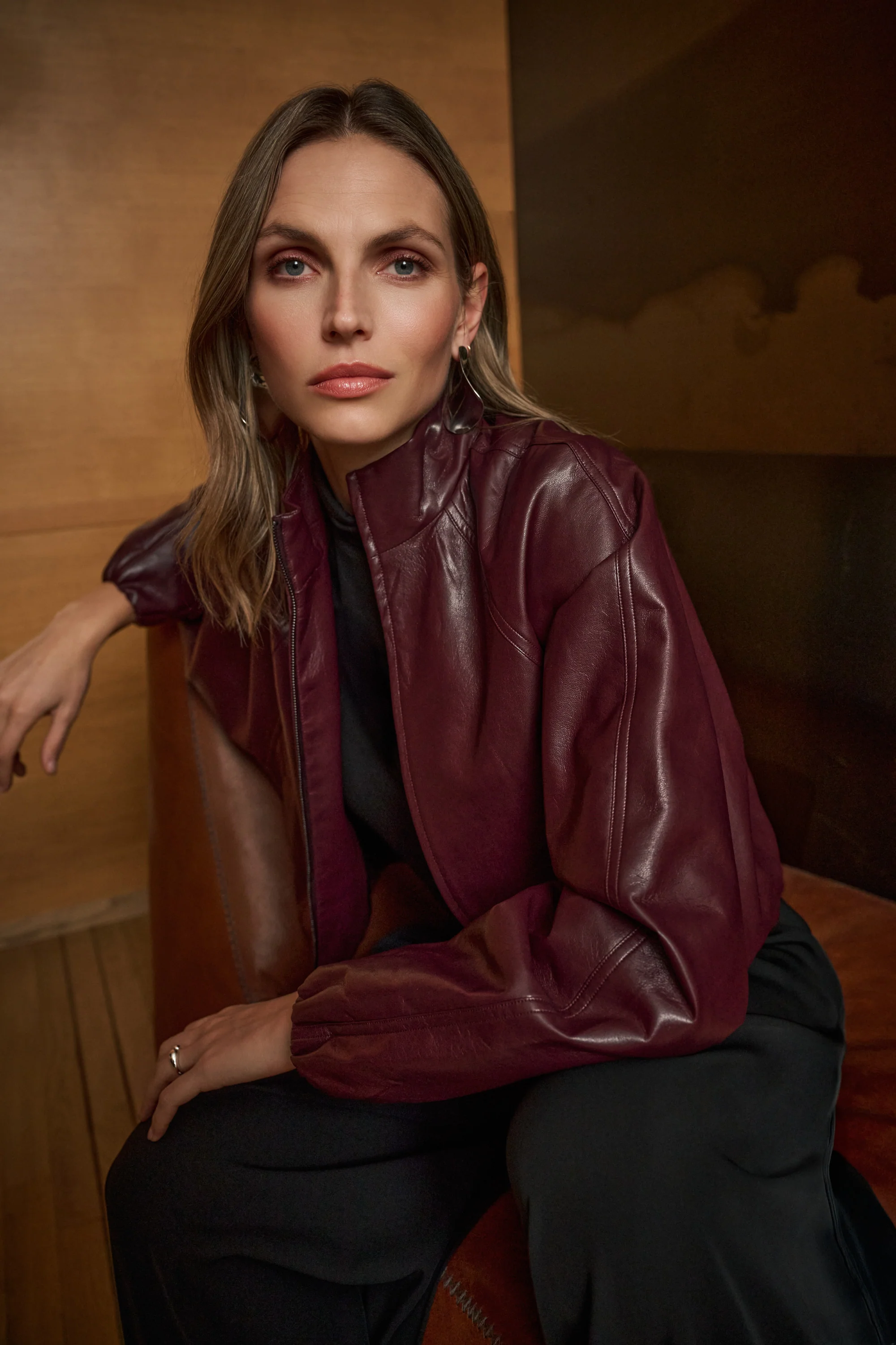 Joseph Ribkoff Leatherette Mock-Neck Bomber Jacket Style 263971 - Image 3