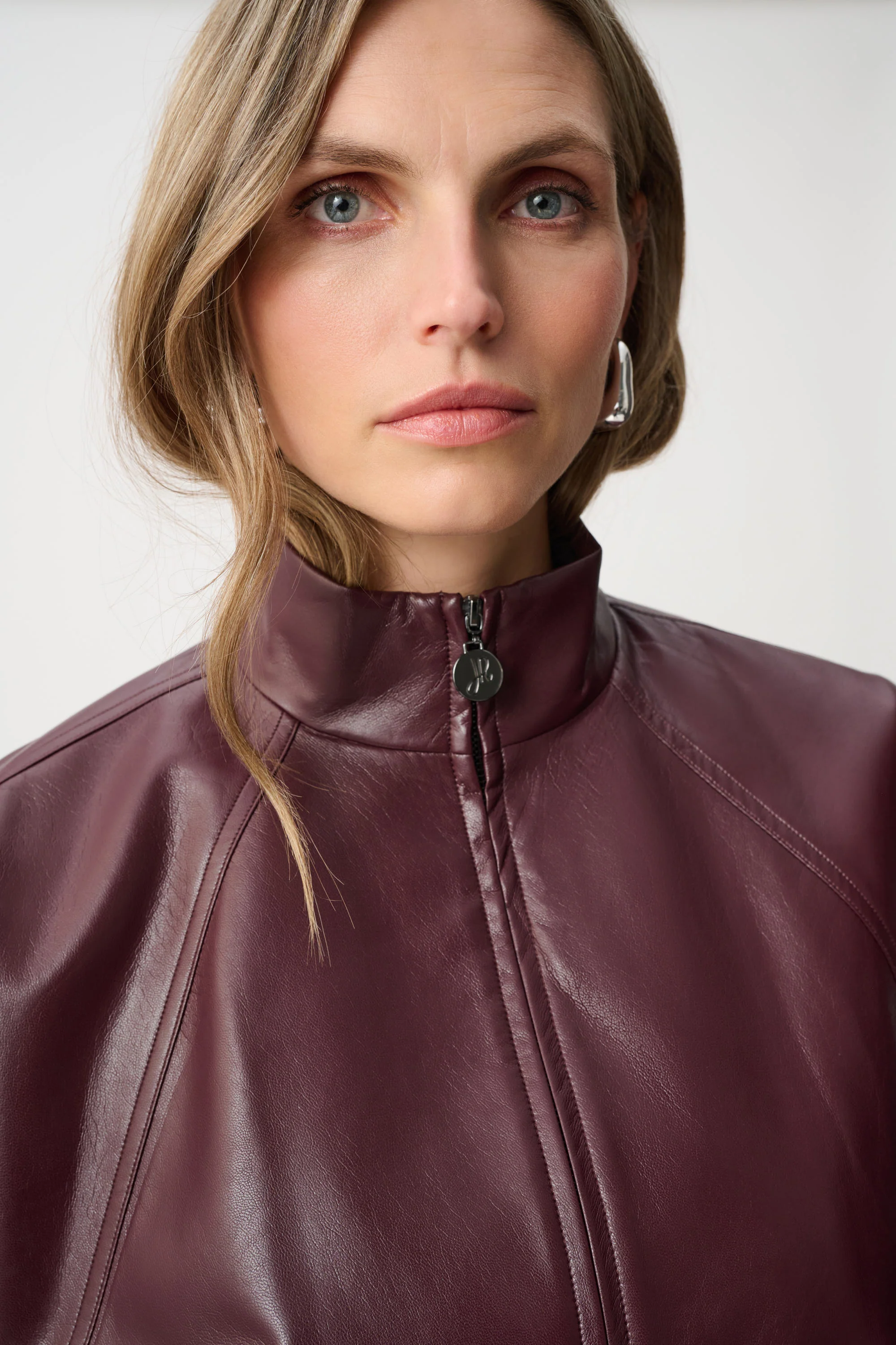 Joseph Ribkoff Leatherette Mock-Neck Bomber Jacket Style 263971 - Image 9