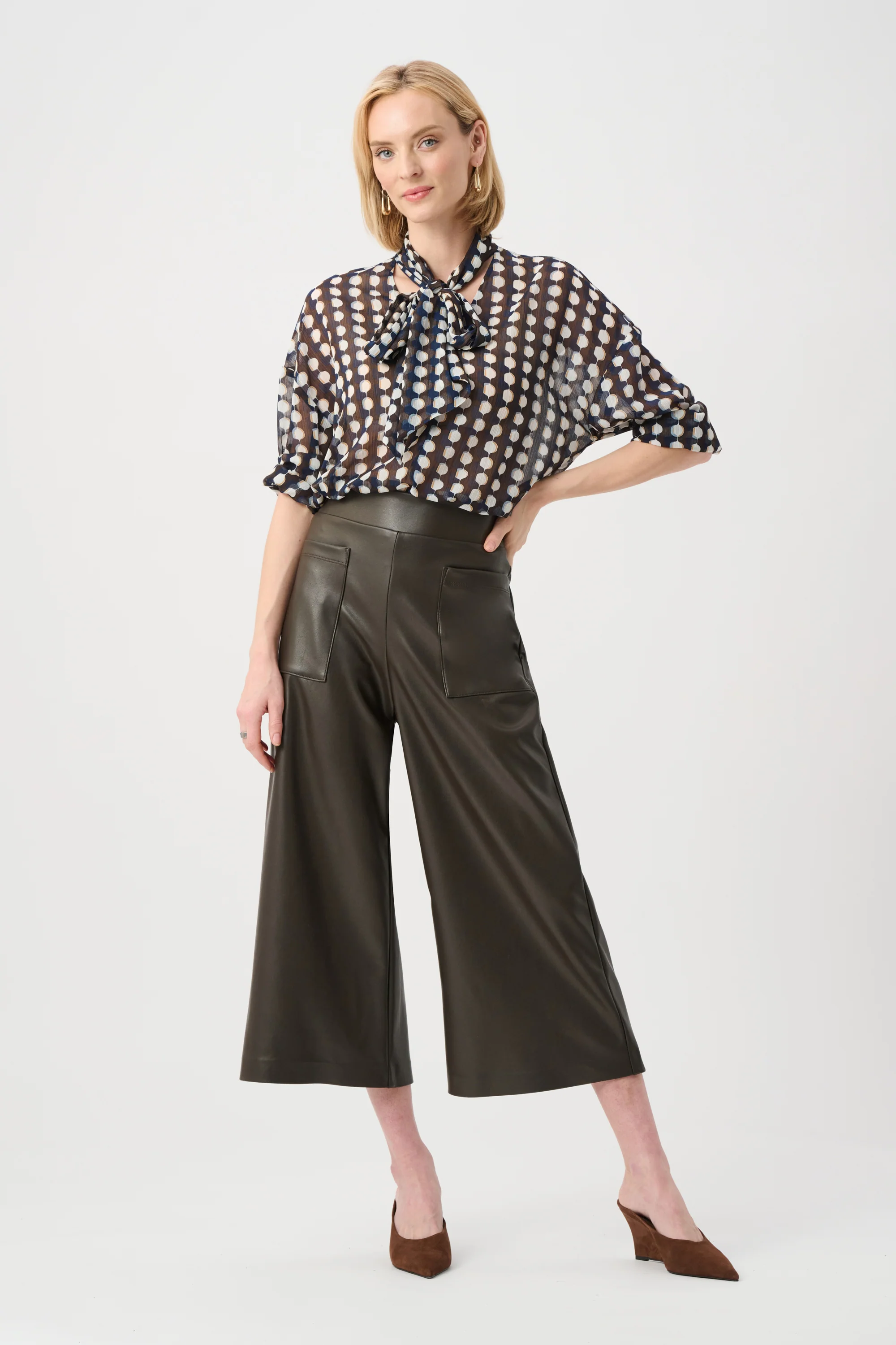 Joseph Ribkoff Leatherette Pull-On Culotte Pants Style 263096 - Image 2