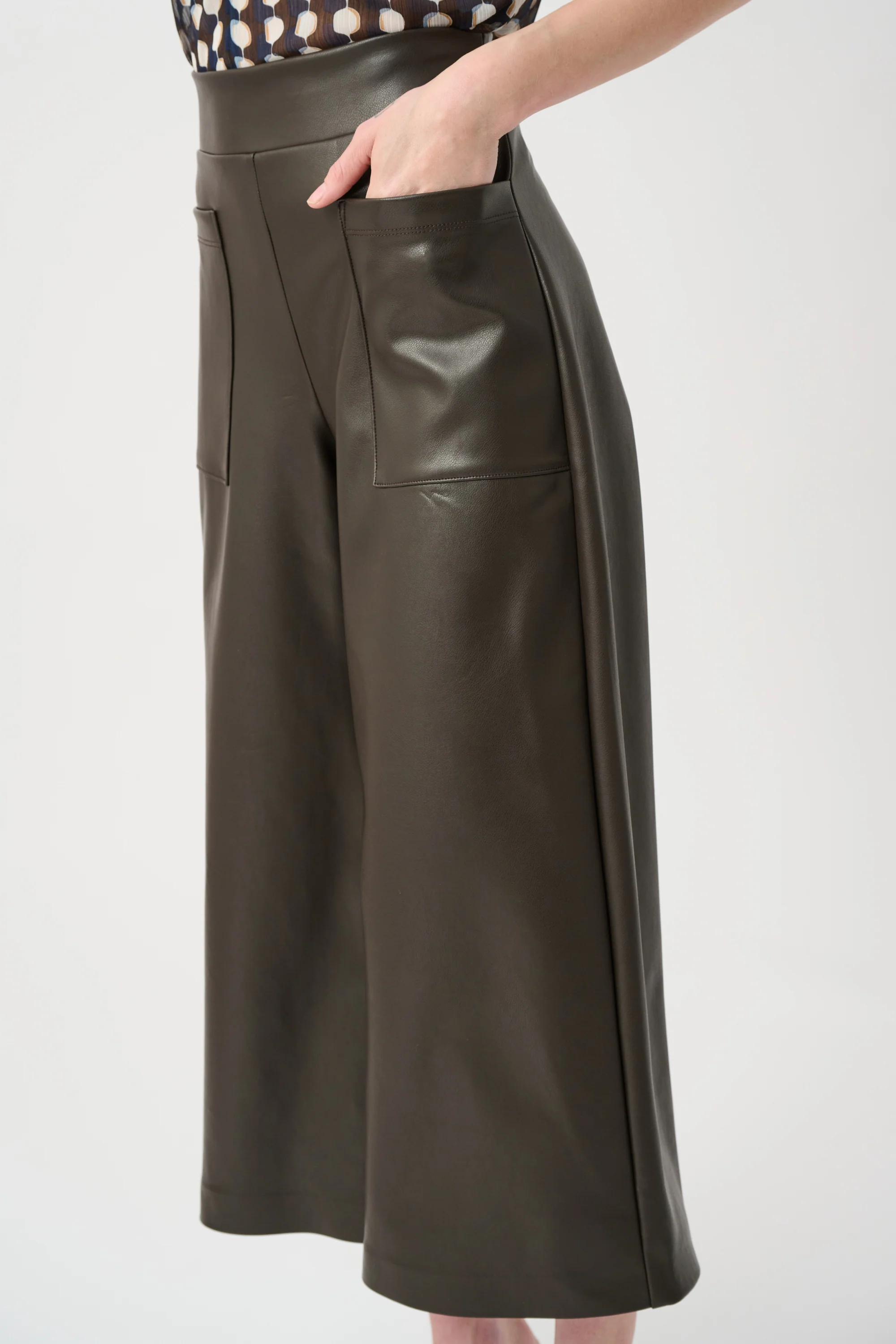 Joseph Ribkoff Leatherette Pull-On Culotte Pants Style 263096 - Image 4