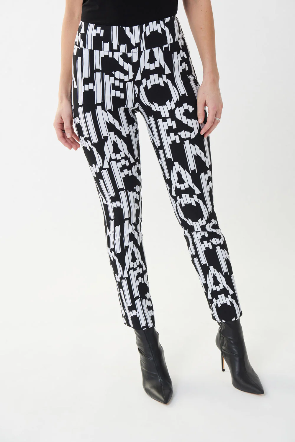 Joseph Ribkoff Lettering Print Black/Vanilla Pant Style 223271