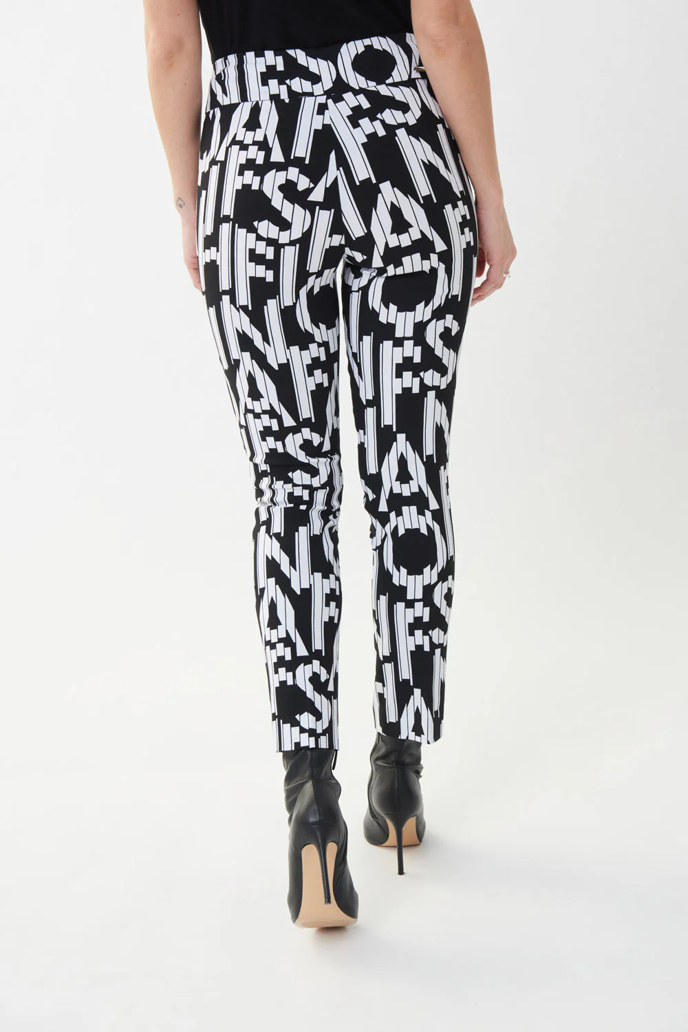 Joseph Ribkoff Lettering Print Black/Vanilla Pant Style 223271 - Image 3
