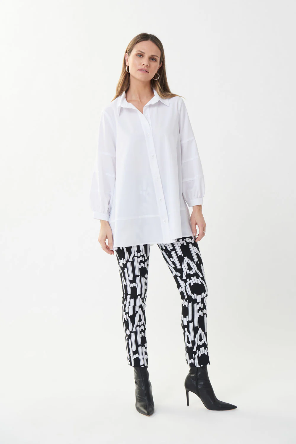 Joseph Ribkoff Lettering Print Black/Vanilla Pant Style 223271 - Image 4