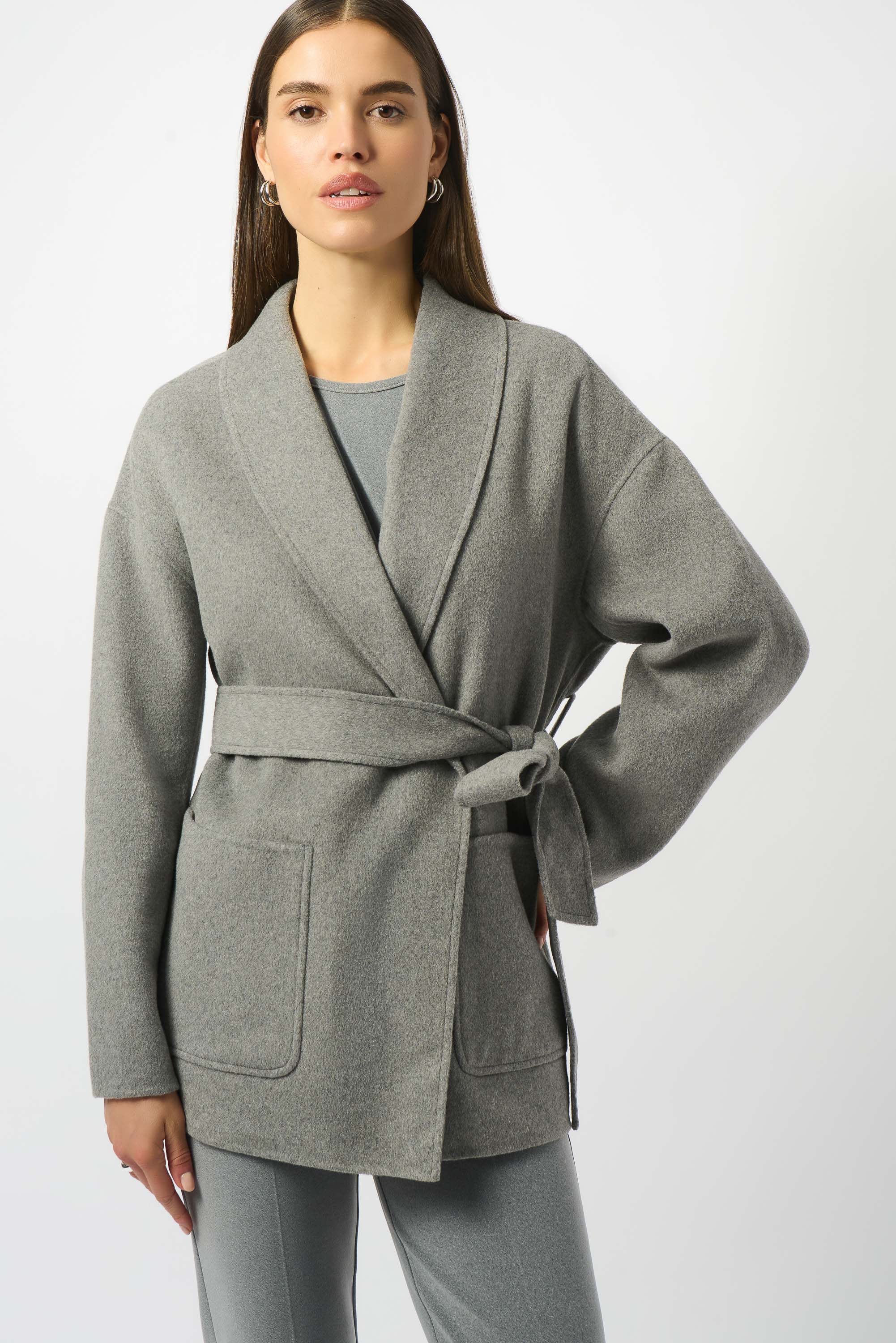 Joseph Ribkoff Belted Coat With Shawl Collar Style 253952 - Image 6