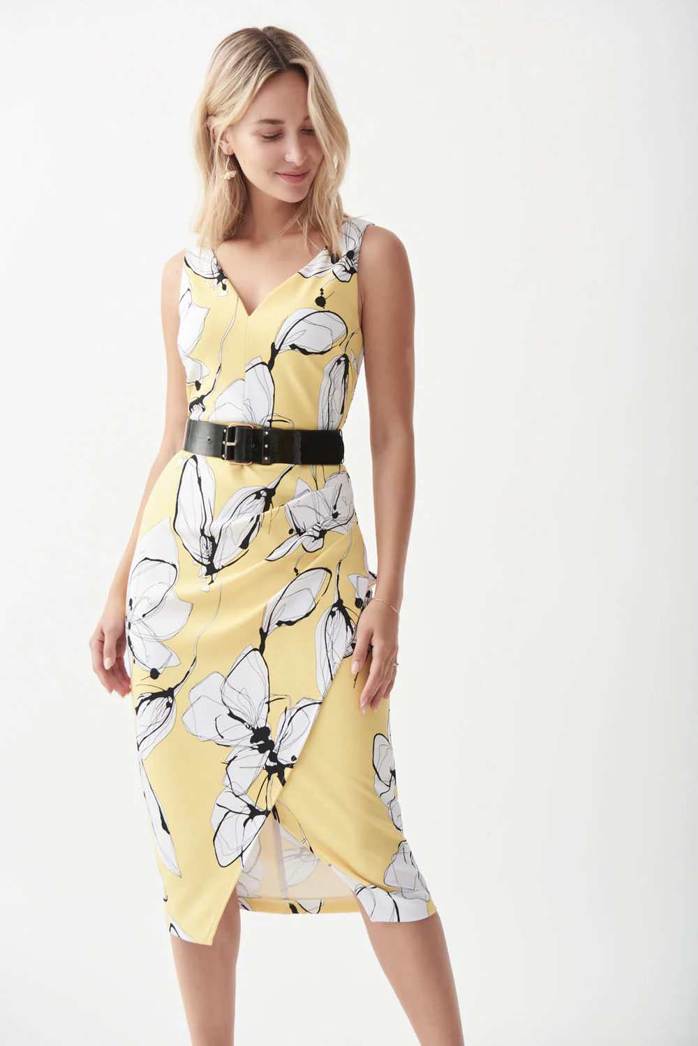 Joseph Ribkoff Limoncello/Multi Dress Style 221055 - Image 3