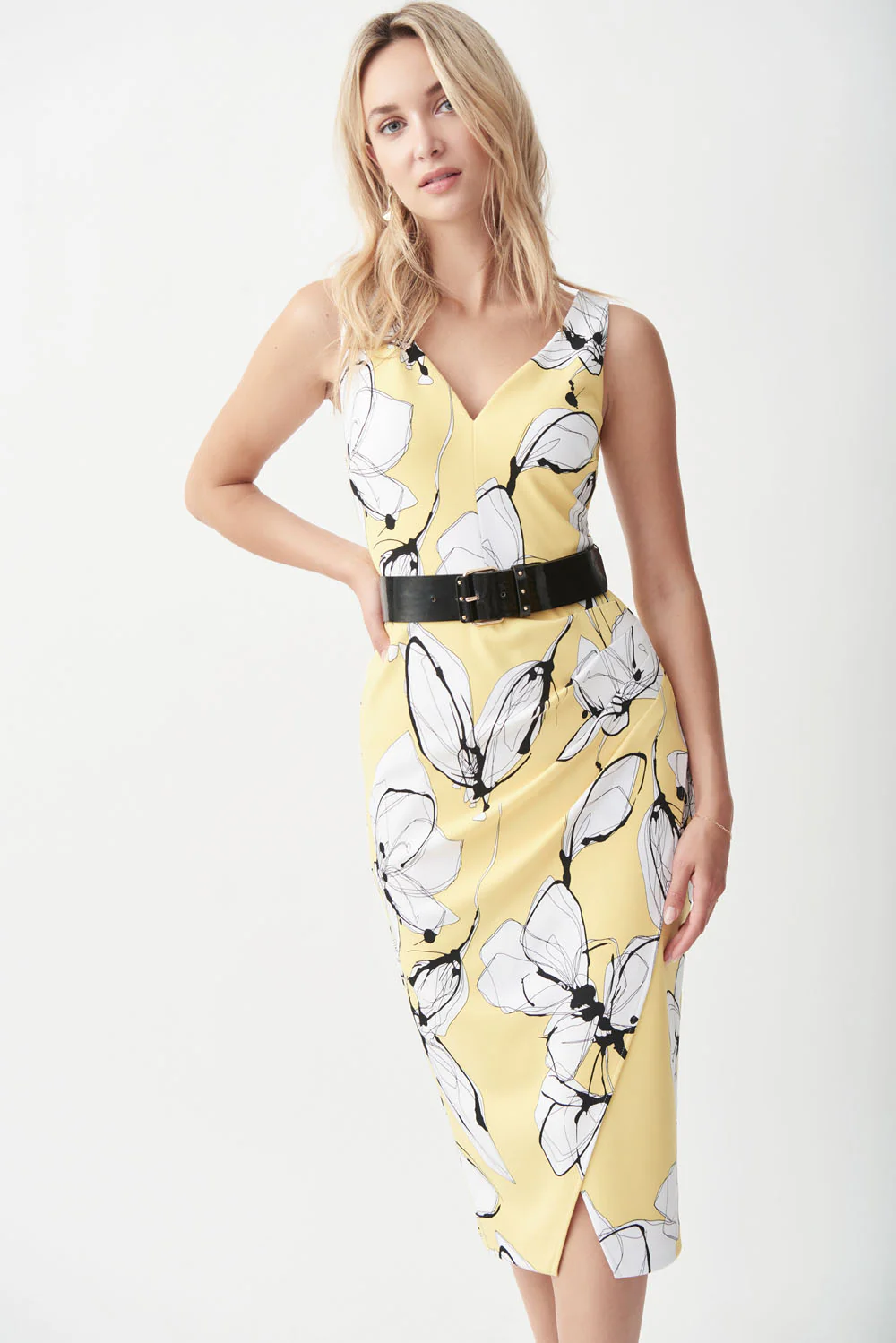 Joseph Ribkoff Limoncello/Multi Dress Style 221055 - Image 4