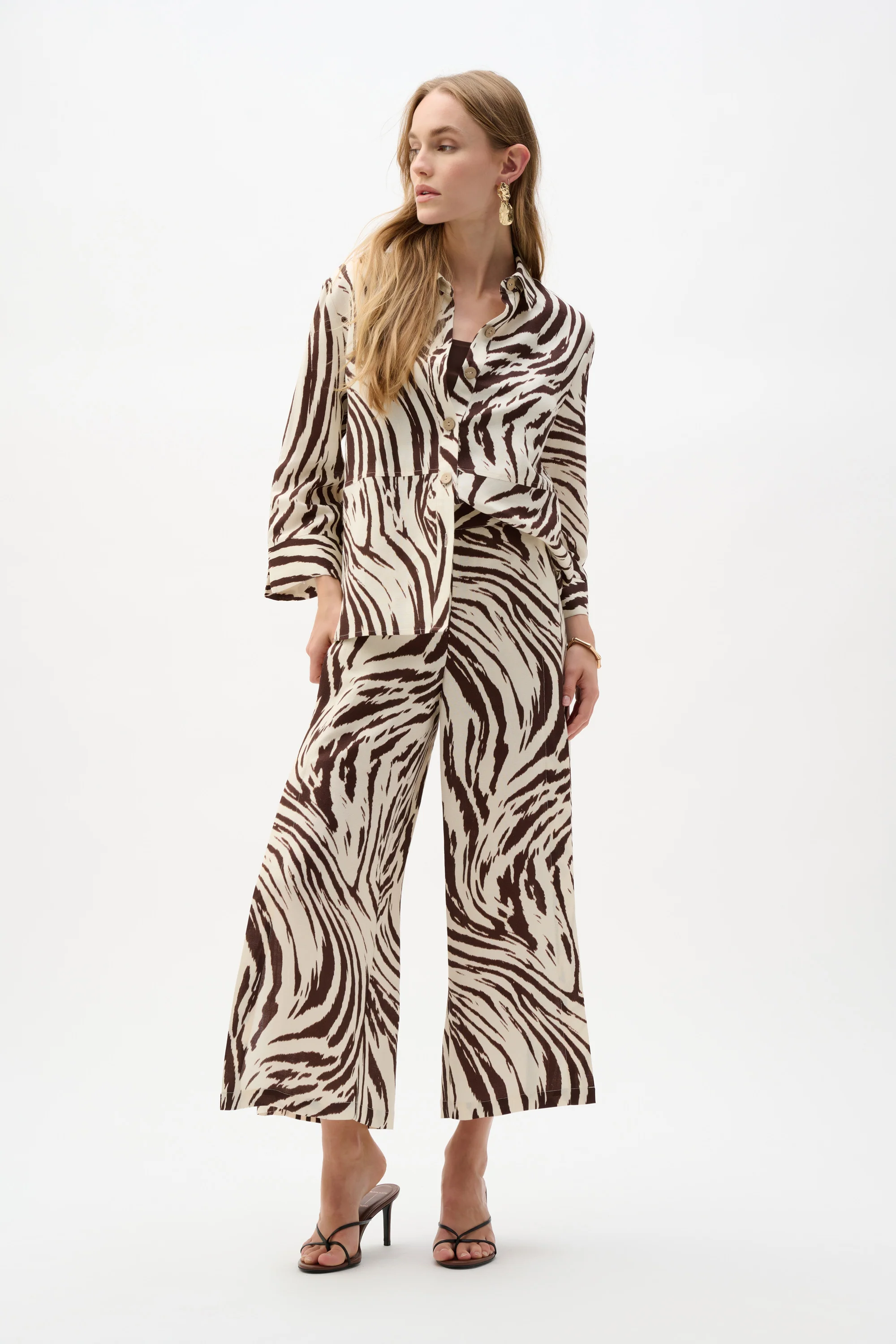 Joseph Ribkoff Linen Blend Animal Print A-Line Blouse Style 262943 - Image 5