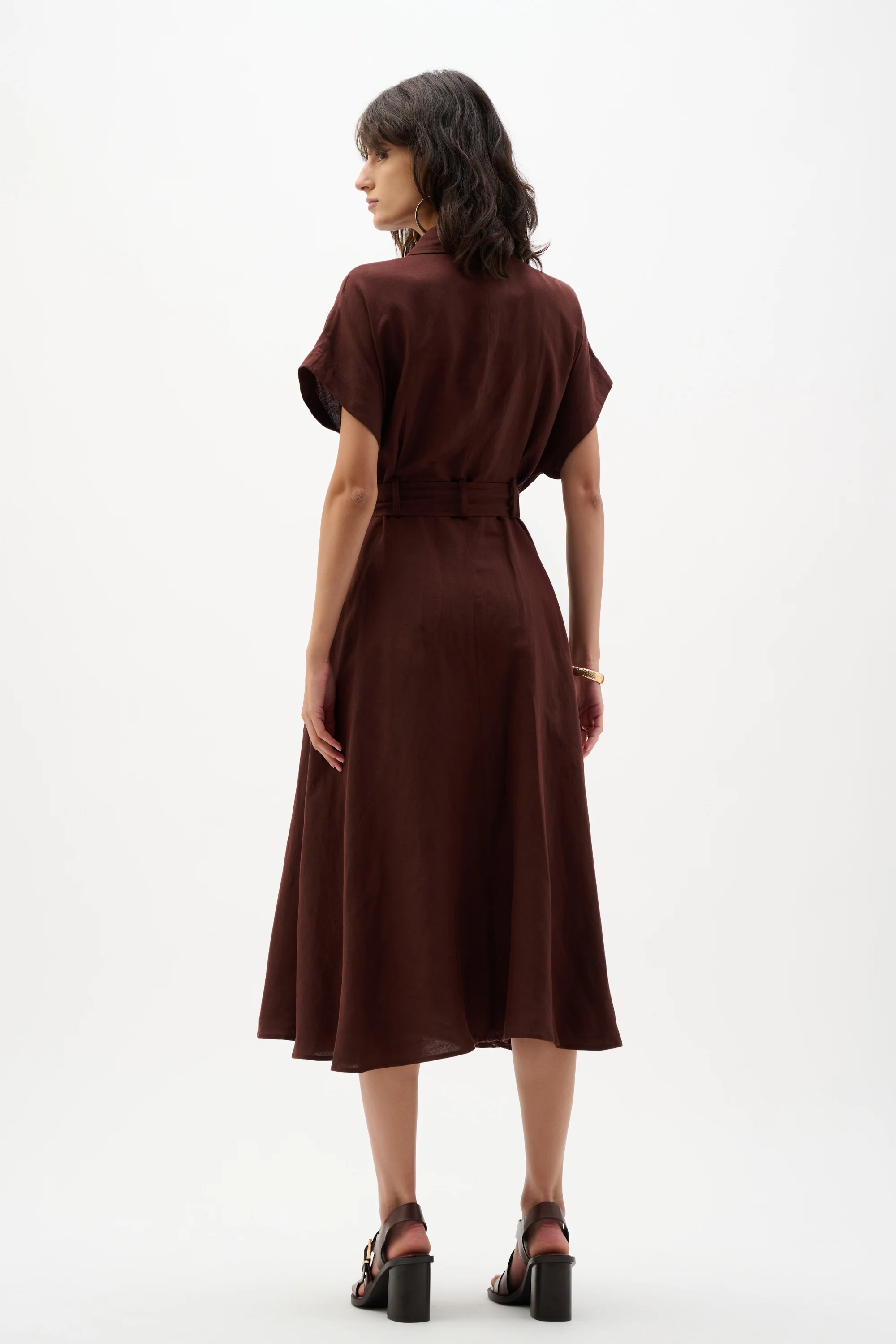 Joseph Ribkoff Linen Blend Fit & Flare Shirt Dress With Sash Style 262907 - Image 6