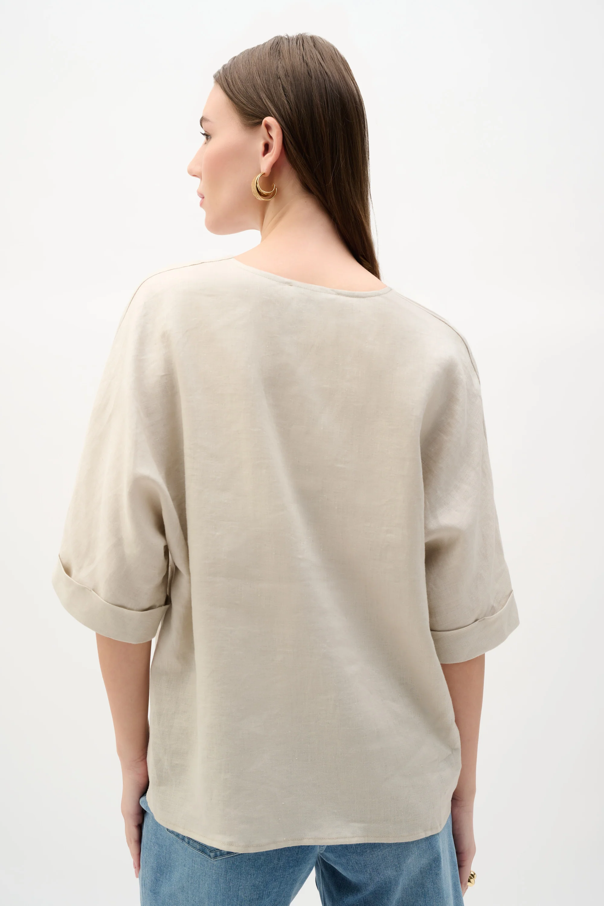 Joseph Ribkoff Linen Straight Top With V-notch neckline Style 262939 - Image 3