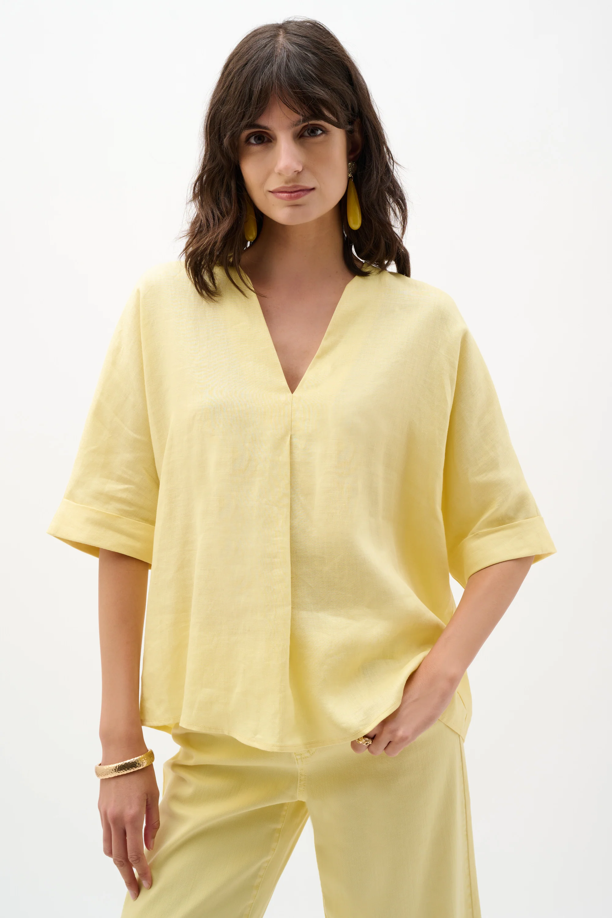 Joseph Ribkoff Linen Straight Top With V-notch neckline Style 262939 - Image 5